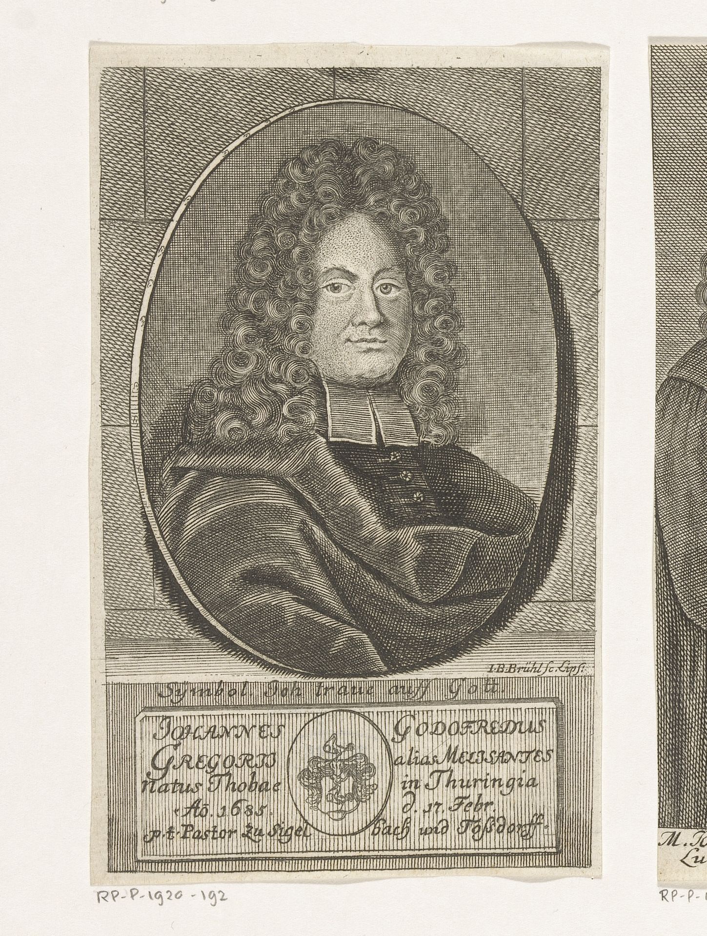Portret van Johann Gottfried by Johann Benjamin Brühl