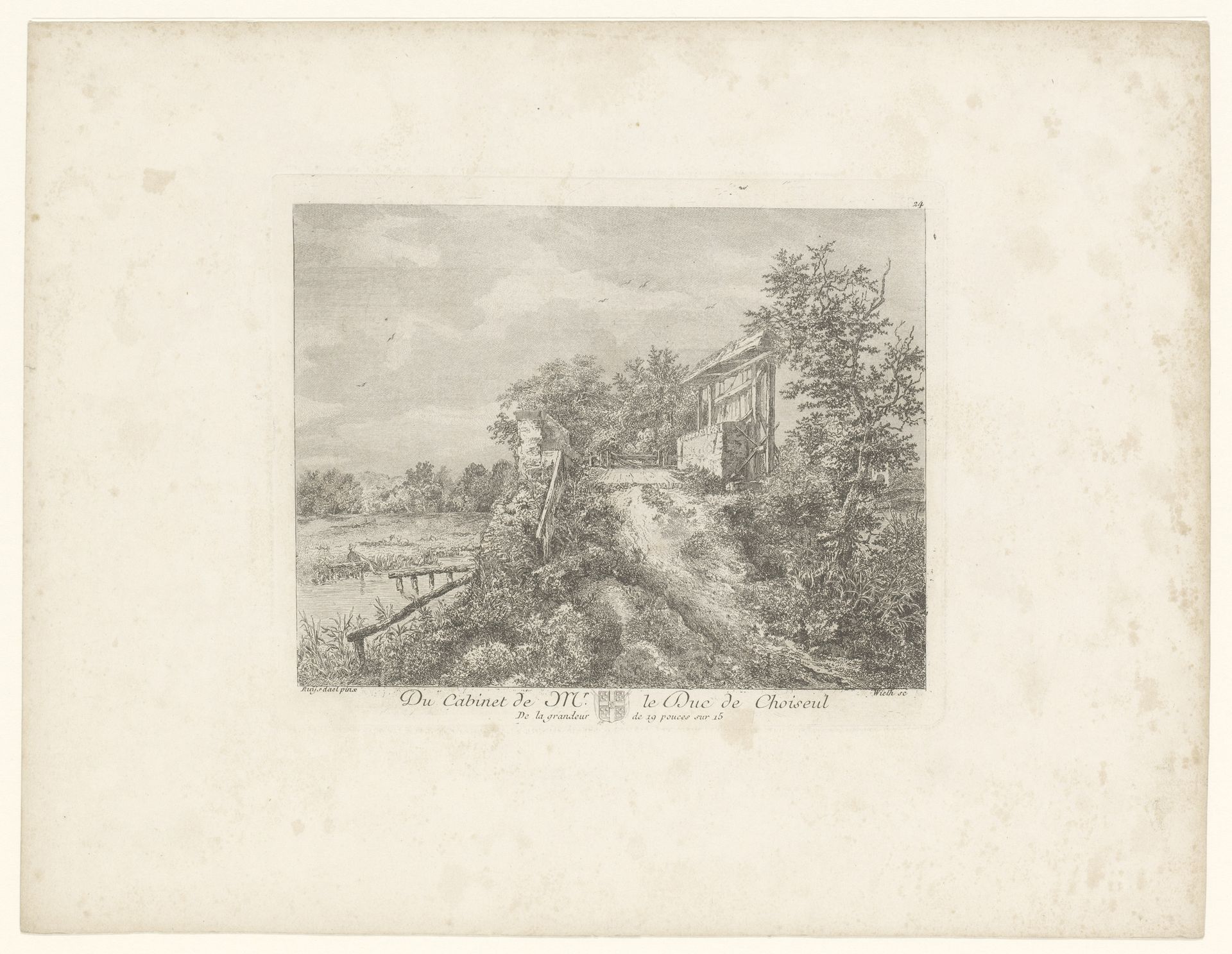 Houten brug over een rivier by B.A. Wieilh