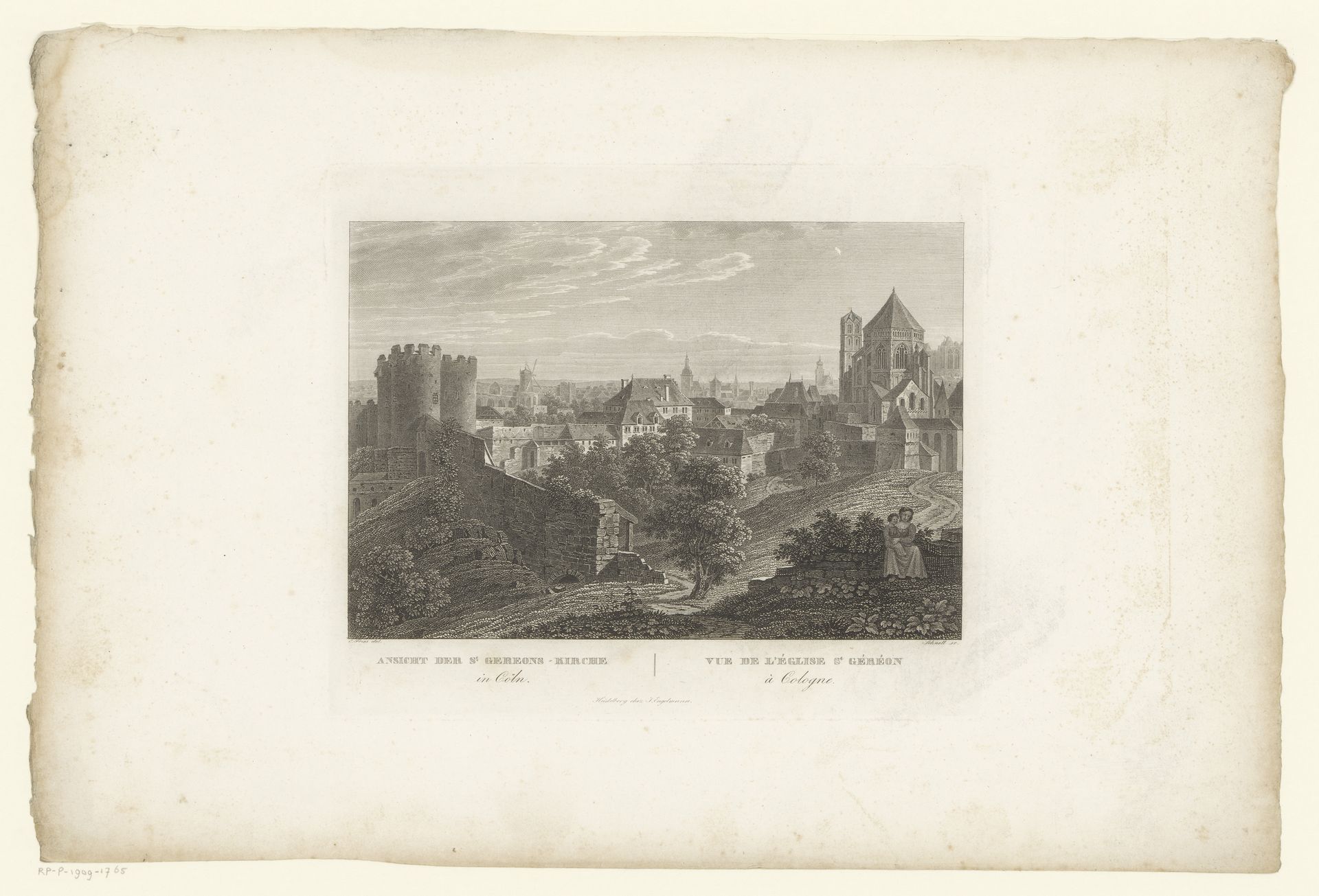 Gezicht op Keulen en de Sint-Gereonskerk by Ludwig Friedrich Schnell