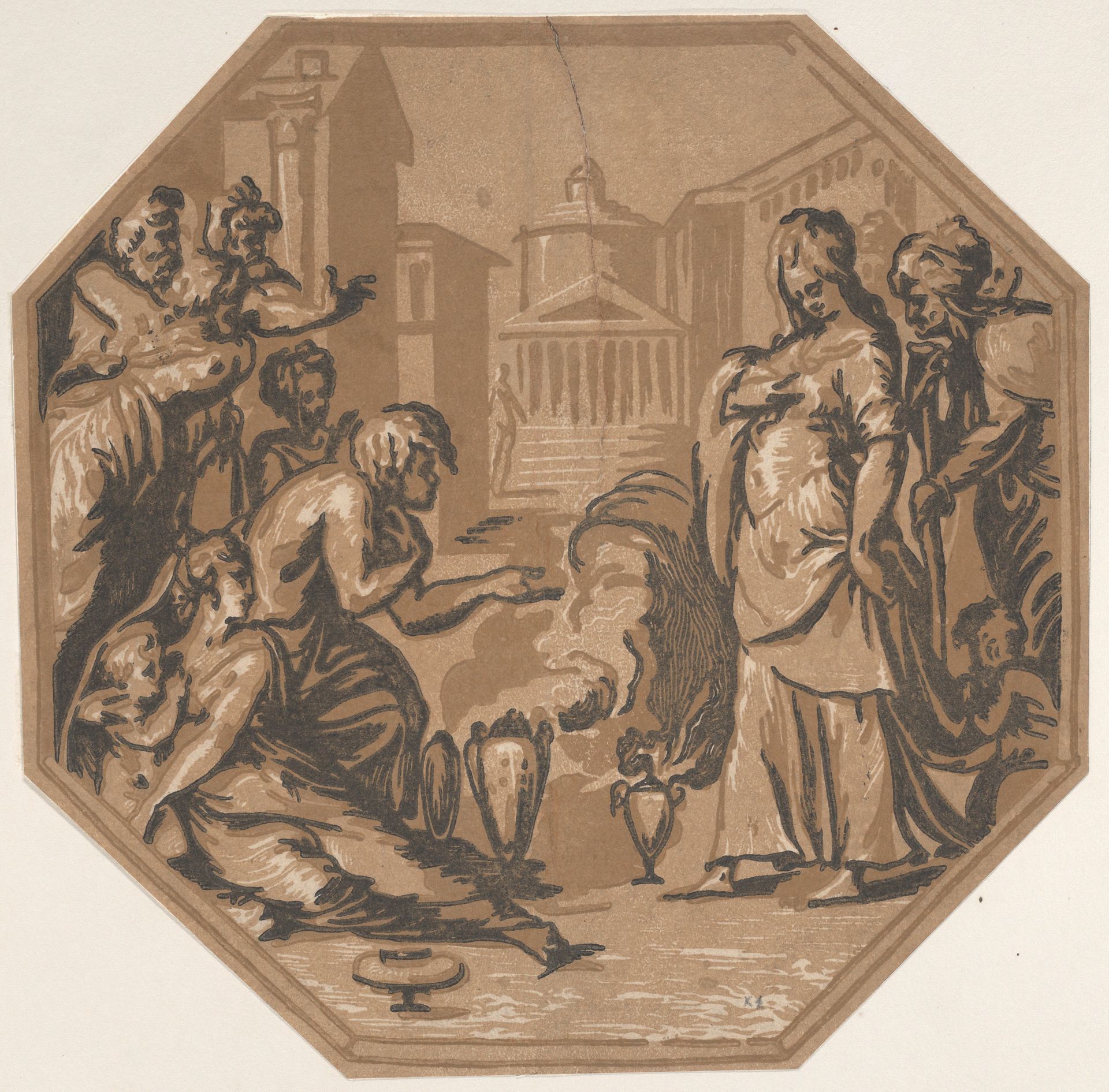 People paying homage to Psyche's beauty by Niccolò Vicentino