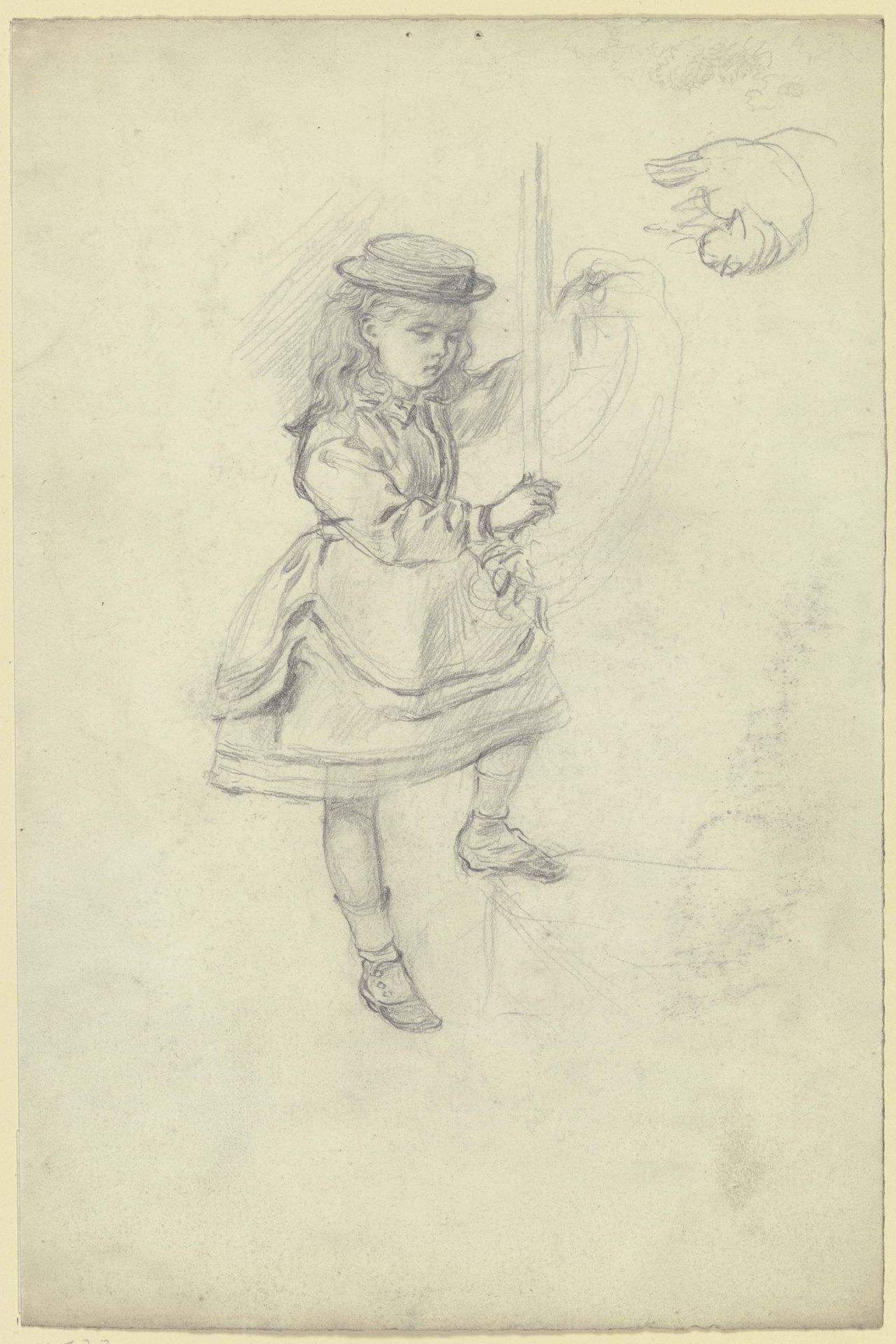 Stehendes Mädchen mit Stock by Otto Scholderer