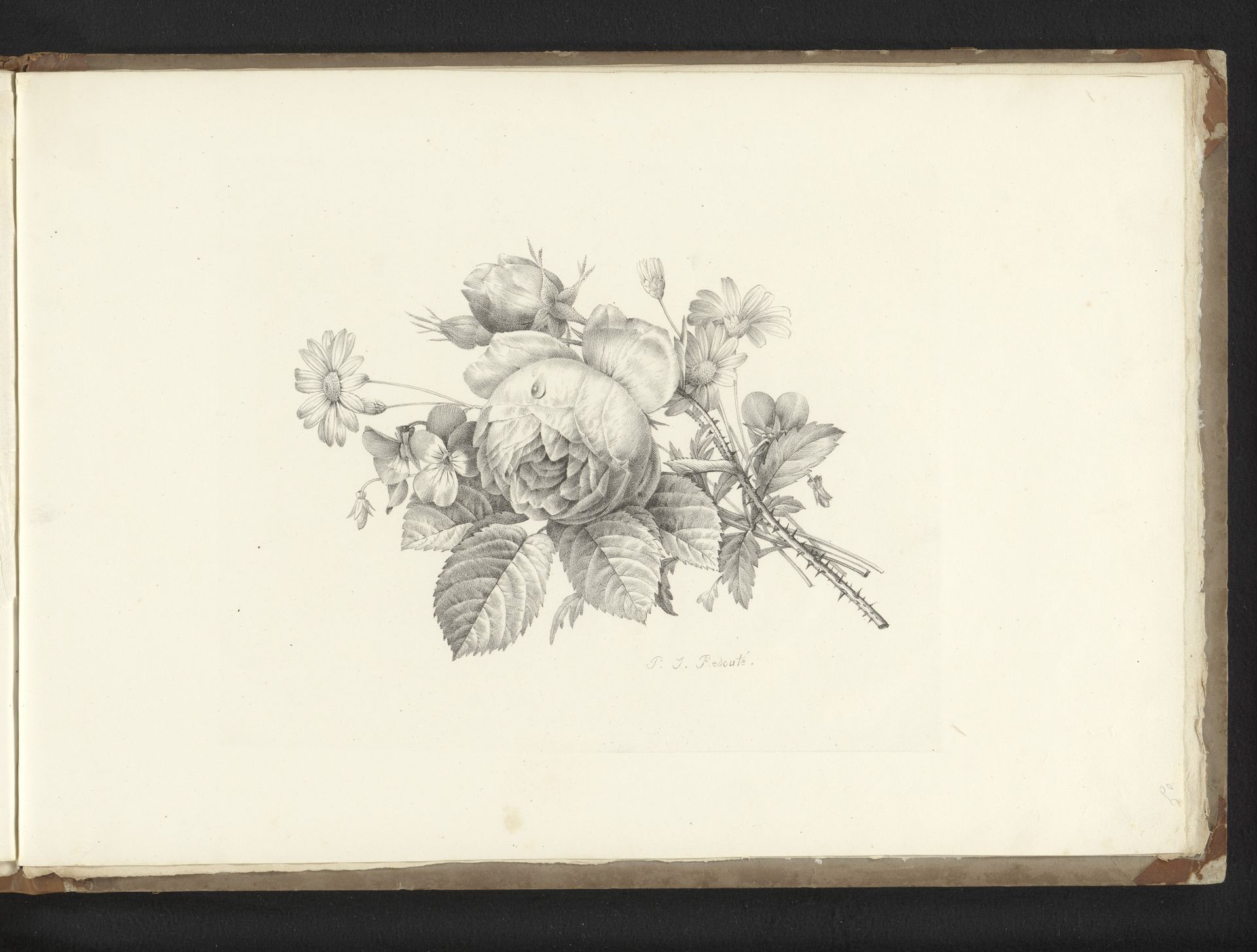 Boeket met een roos by Pierre Joseph Redouté