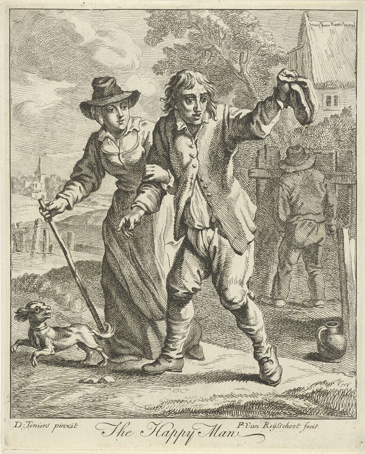 Wandelend paar by Petrus Johannes van Reysschoot
