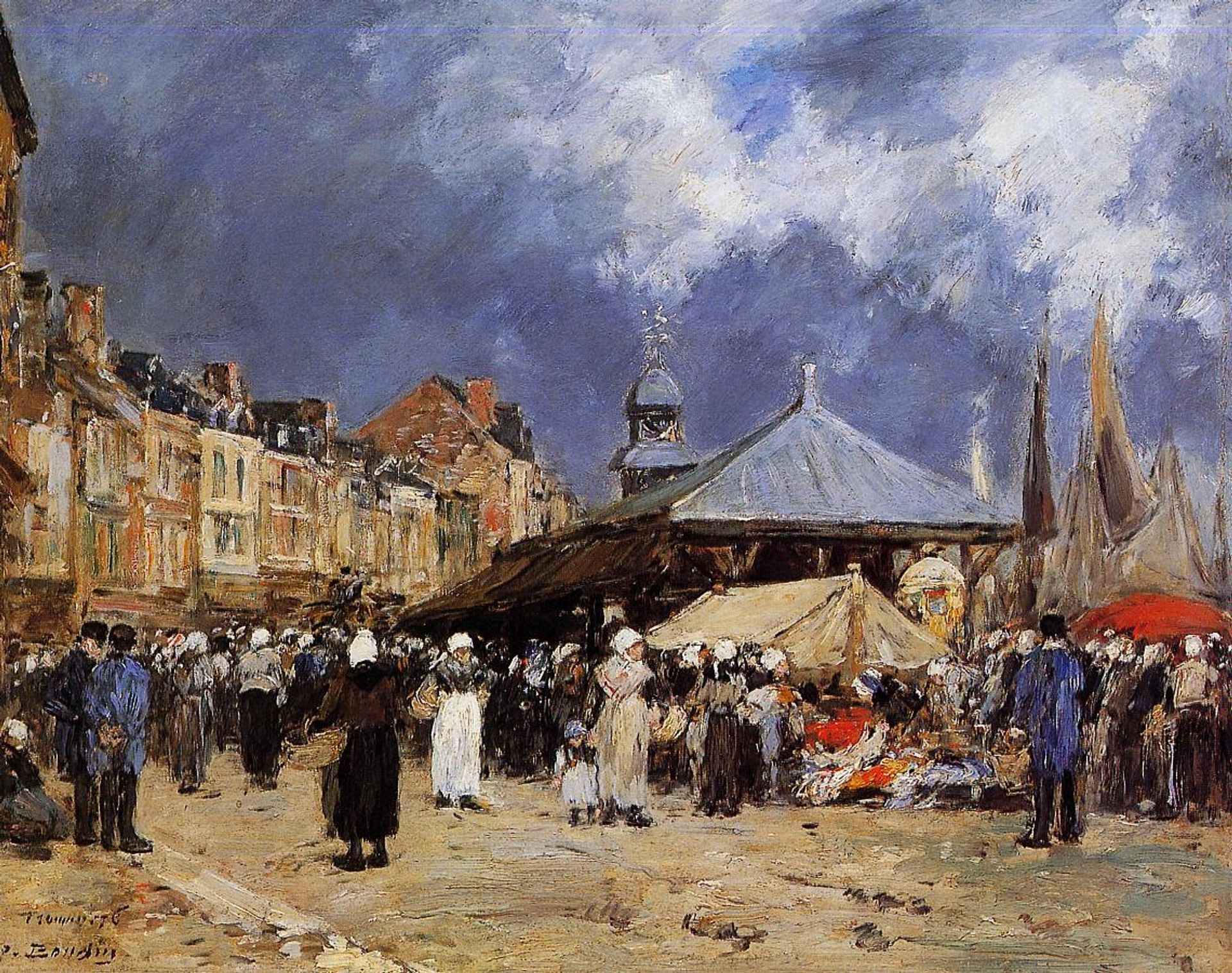 Market at Trouville by Eugène Boudin