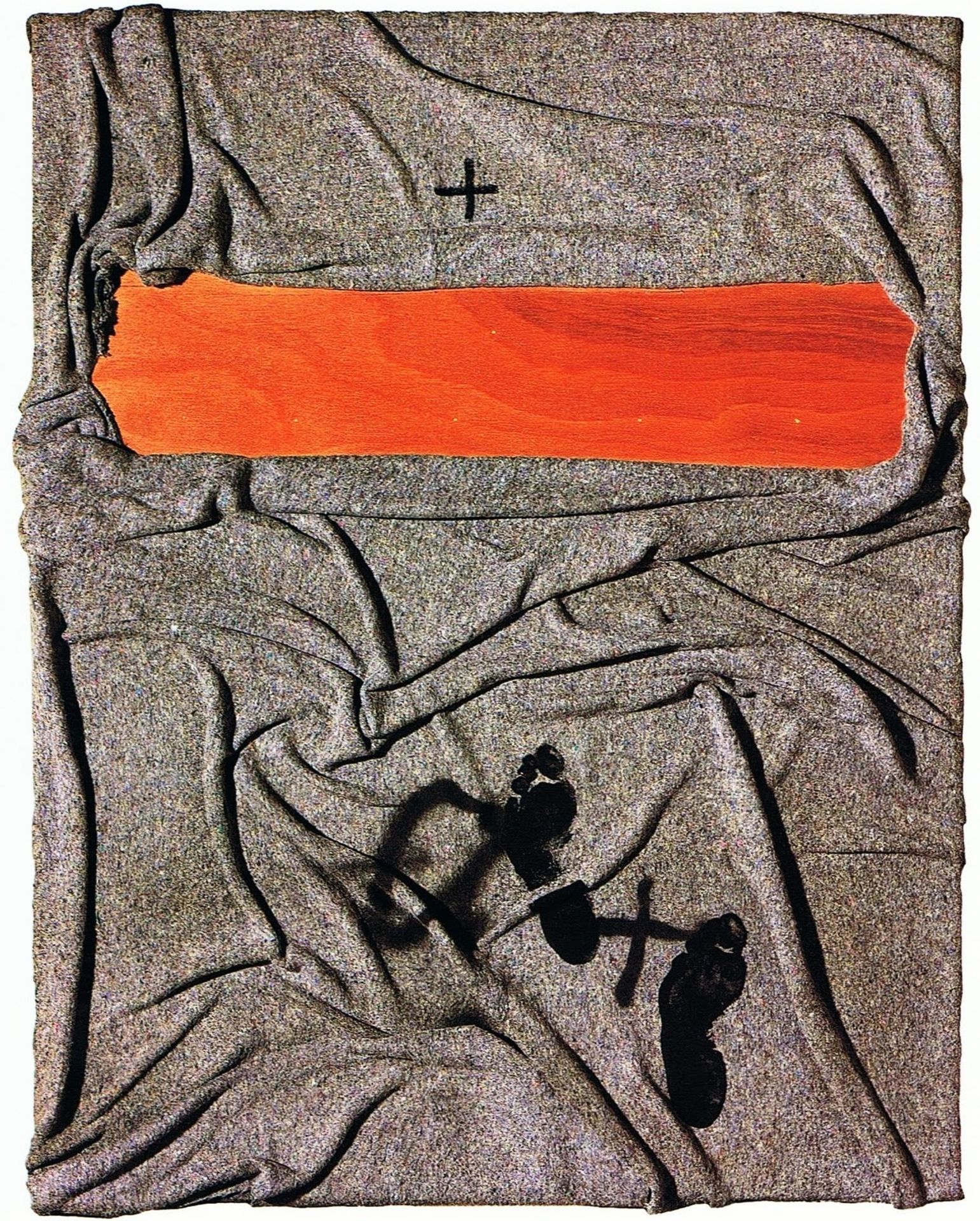 Blanket with tracks by Antoni Tapies