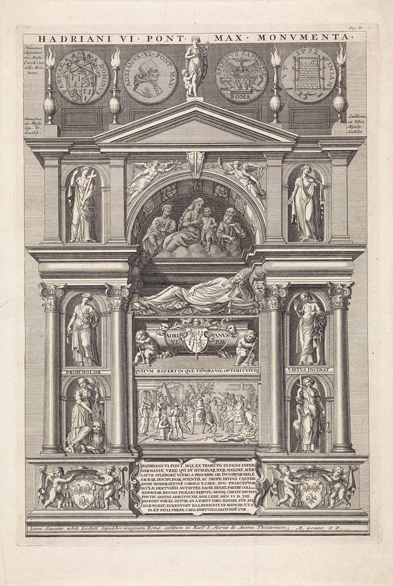 Grafmonument van paus Adrianus VI by Jan Wandelaar
