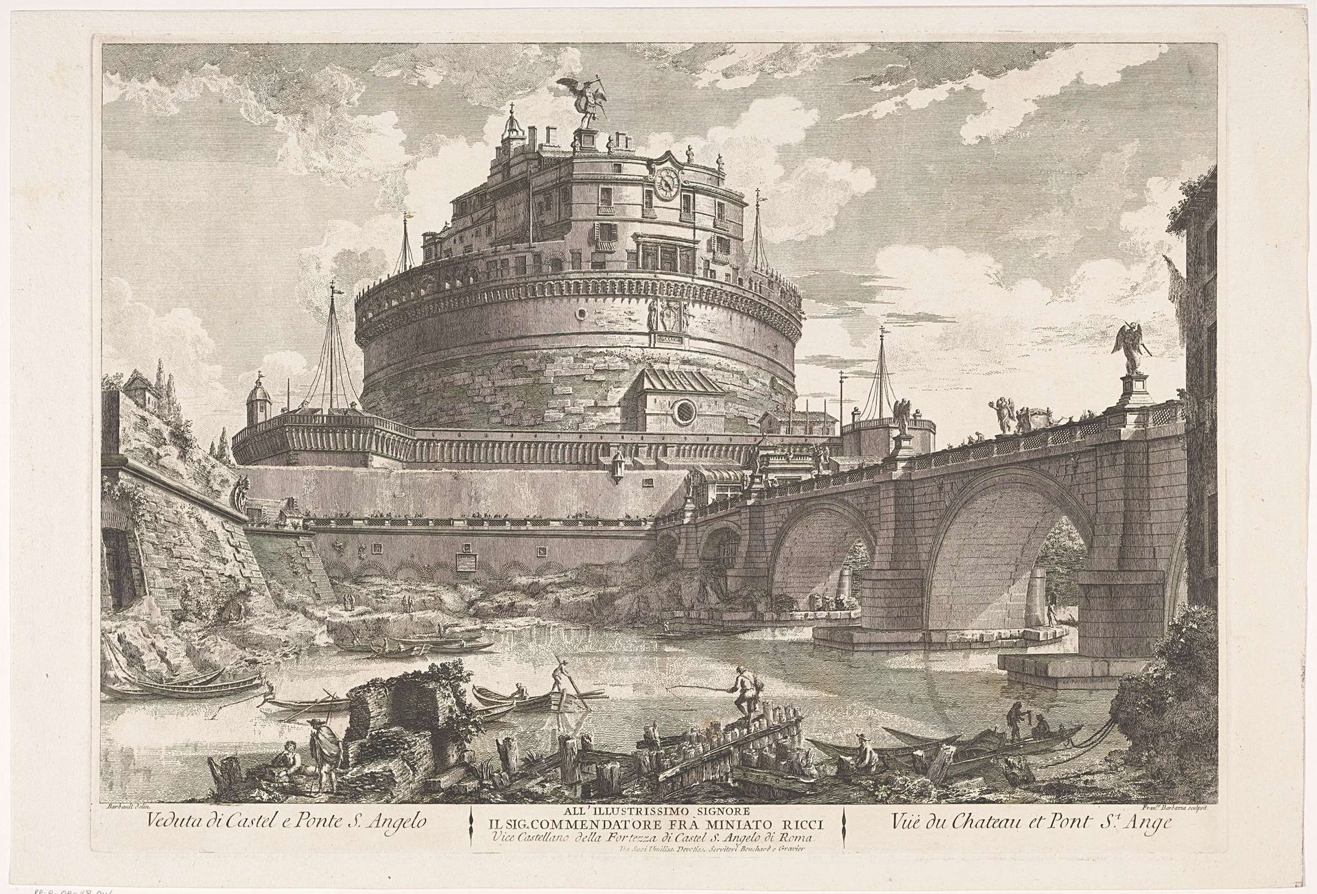 Castel Sant'Angelo en de Ponte Sant'Angelo in Rome by Francesco Barbazza