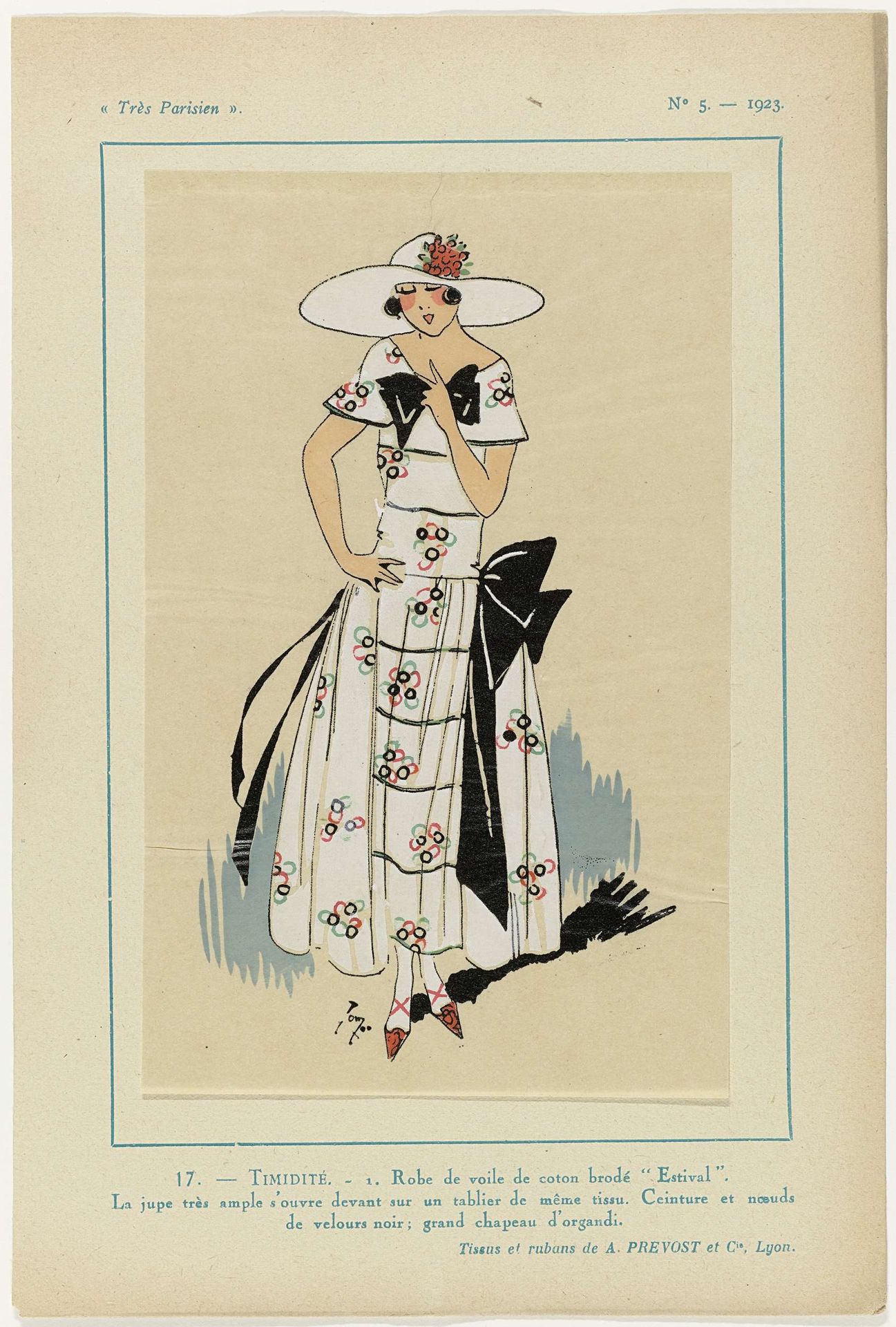 Très Parisien, 1923, No 5: 17.- TIMIDITÉ. - 1. Robe de voile... by Anonymous