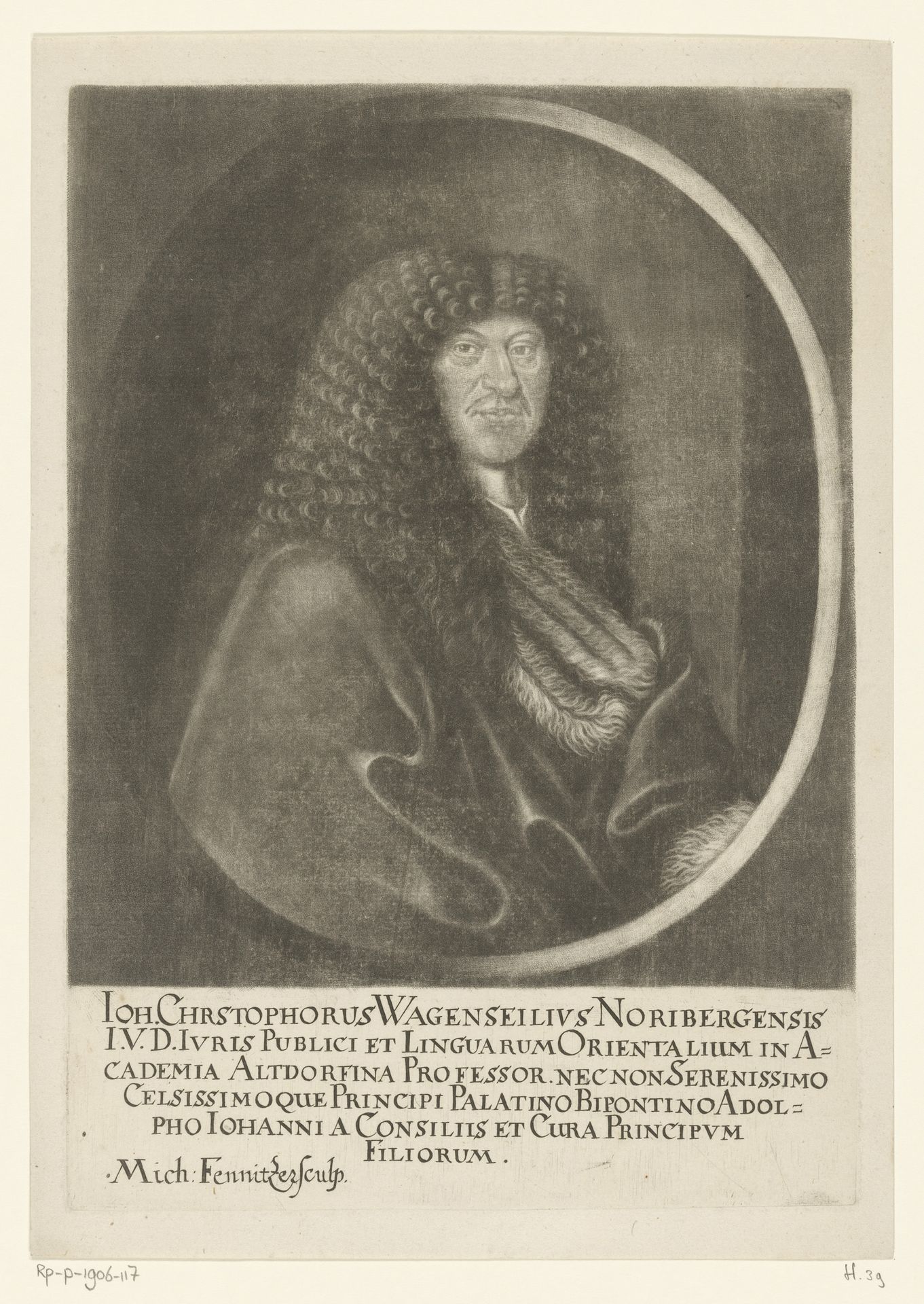 Portret van Johann Christoph Wagenseil by Michael Fennitzer