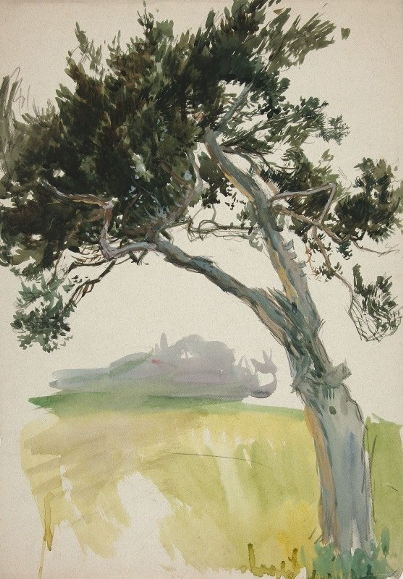 Study of a tree and field by Edwin Austin Abbey