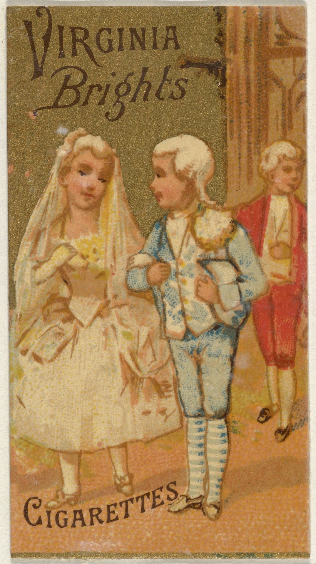 From the Girls and Children series (N64) promoting Virginia Brights Cigarettes for Allen & Ginter brand tobacco products by Allen & Ginter
