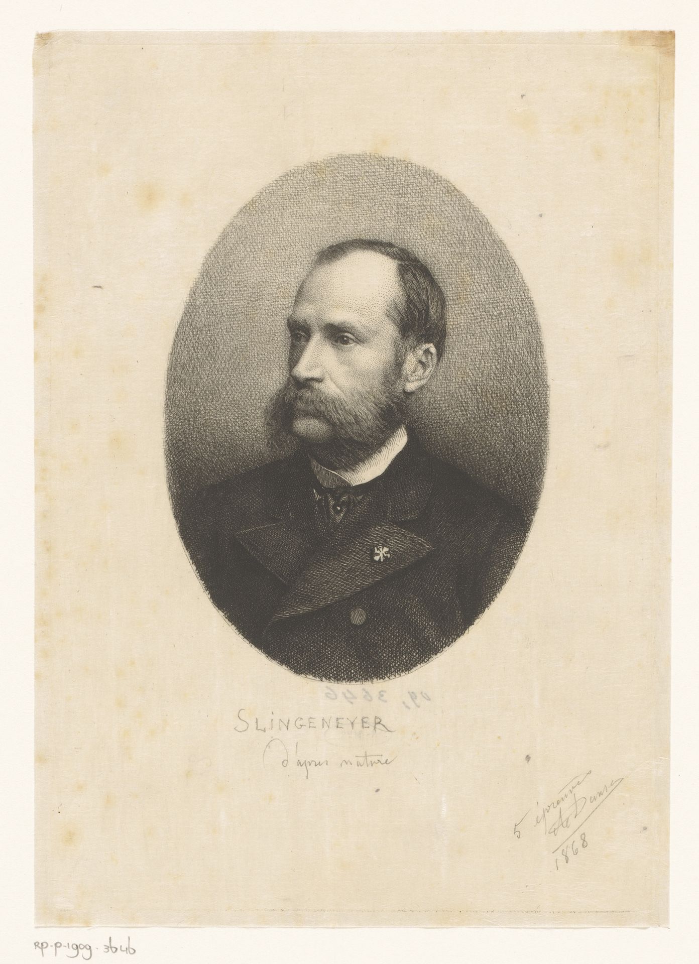 Portret van Ernest Slingeneyer by Auguste Danse