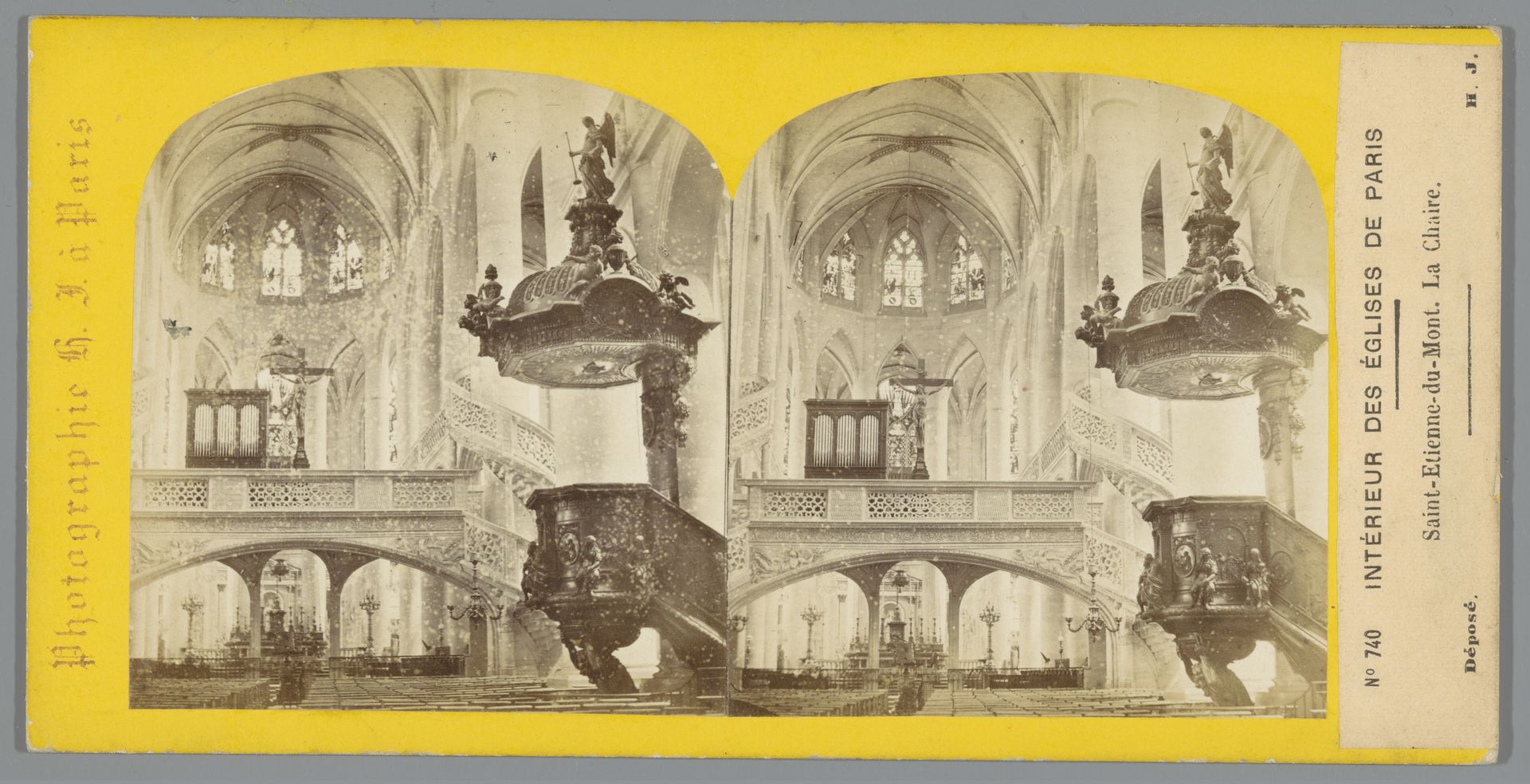 Interieur van de Église Saint-Étienne-du-Mont in Parijs met de kansel by Hippolyte Jouvin