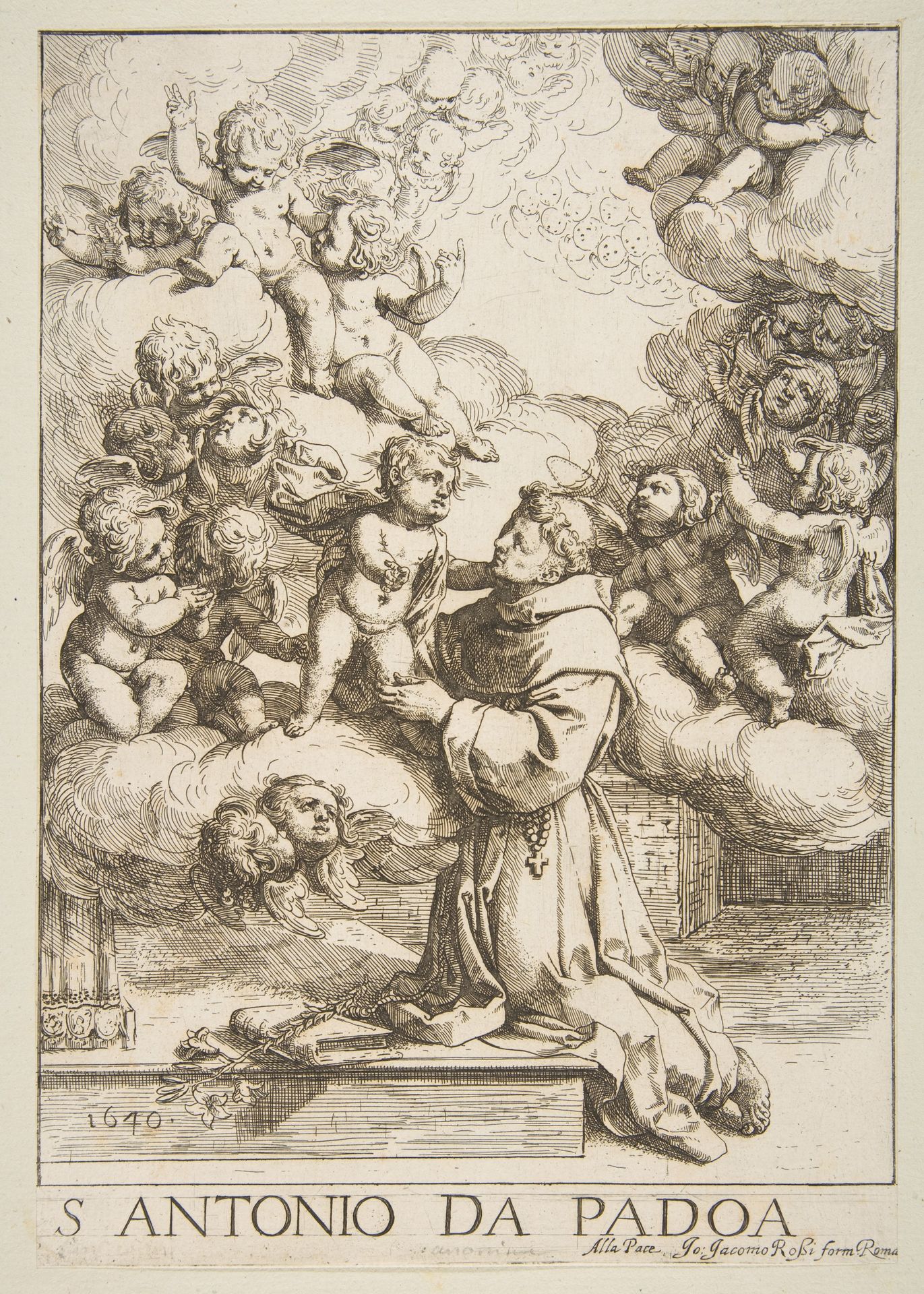 Saint Anthony of Padua adoring the Christ Child, copy after Cantarini by Anonymous