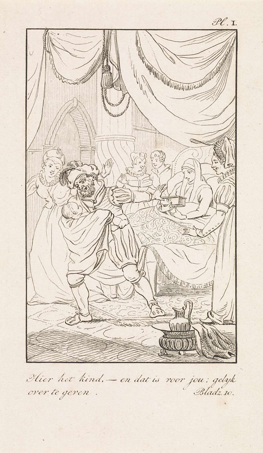Man met een kind in een kraamkamer by Daniël (I) Veelwaard