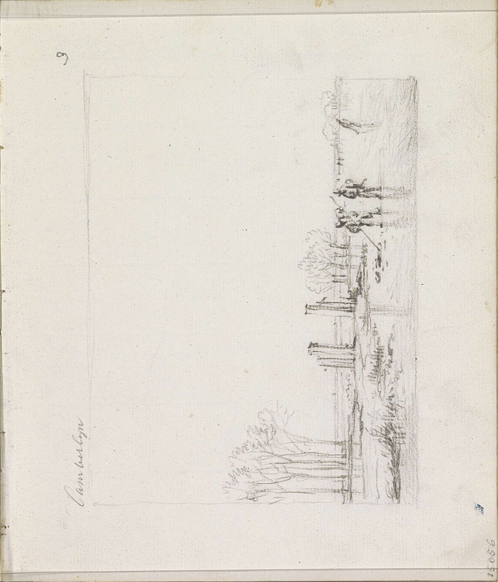 Landschap met figuren die een wak maken op een bevroren vaart by Andreas Schelfhout