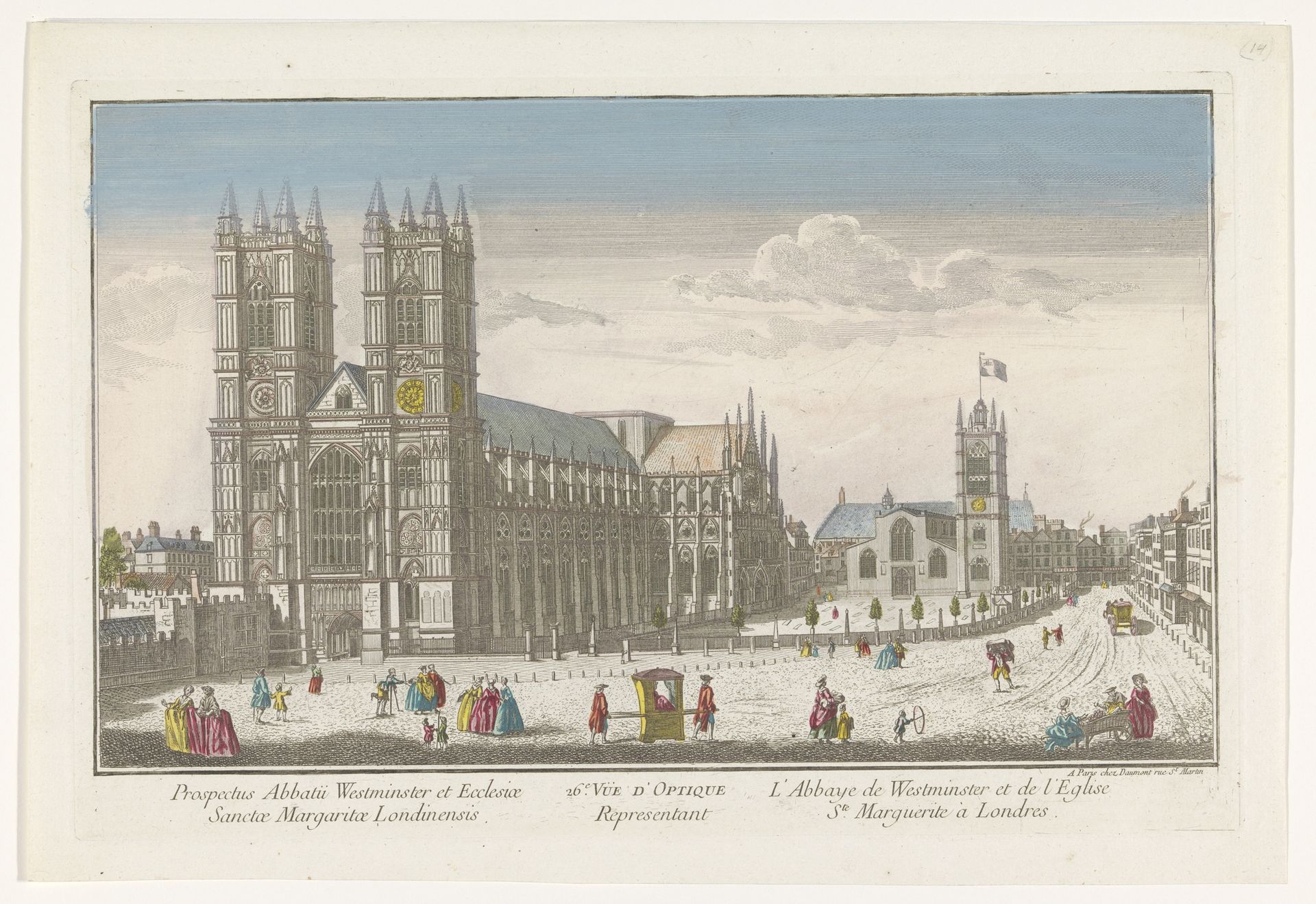 Gezicht op de Westminster Abbey en de kerk St Margaret's te Londen by Jean-François Daumont