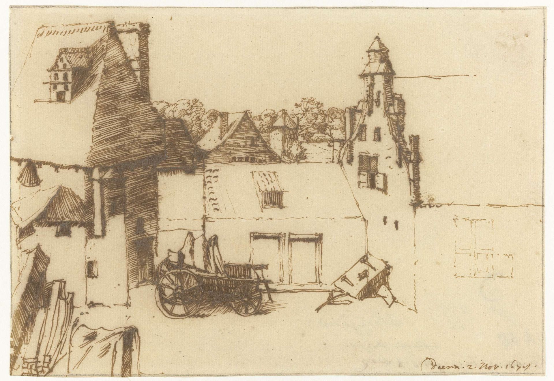 Binnenplaats van huis te Dieren by Constantijn (II) Huygens