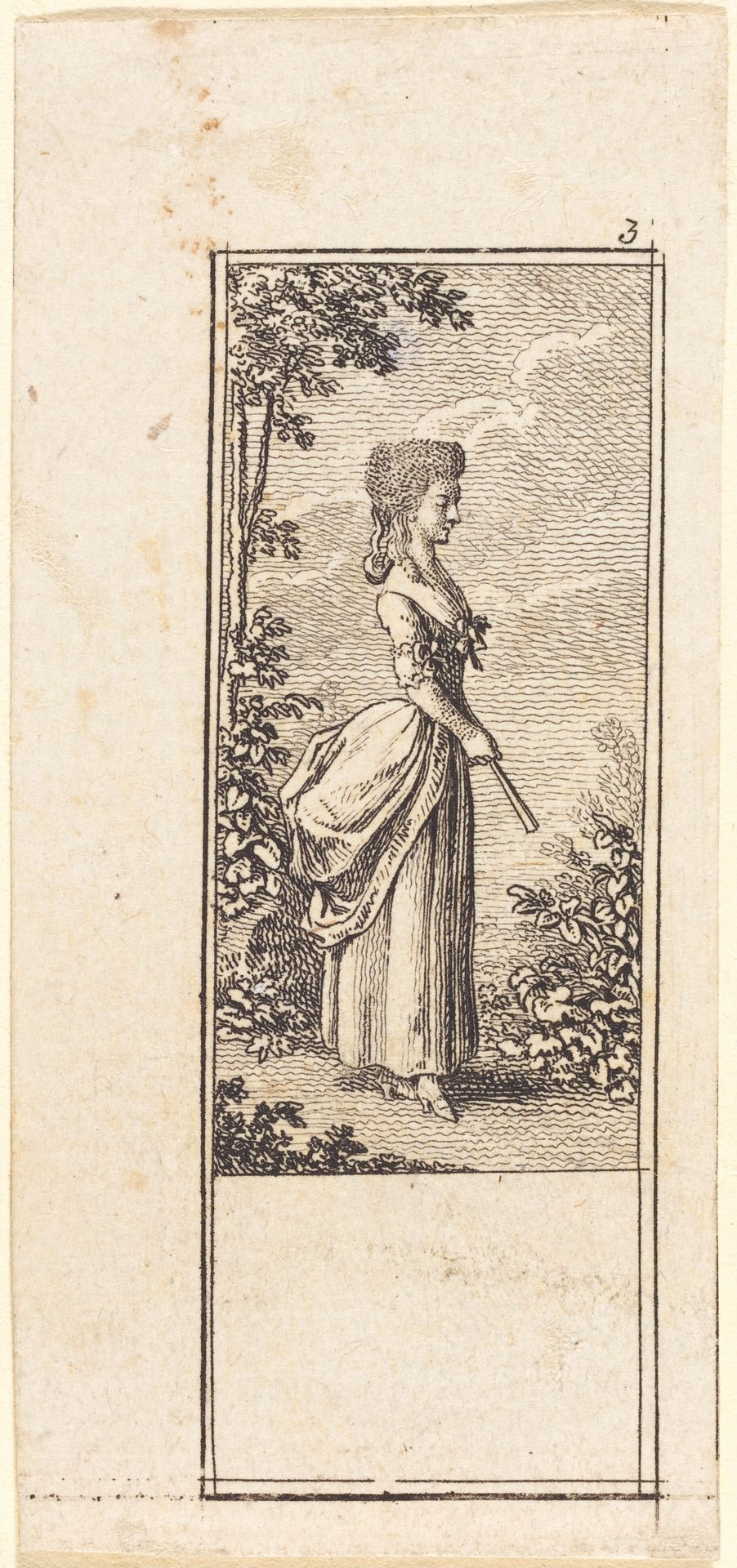 Girl with Fan, Facing Right by Daniel Nikolaus Chodowiecki