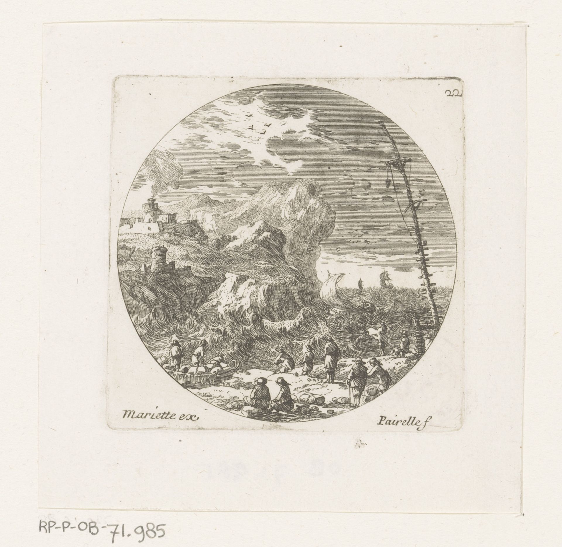 Figuren bij haven in storm by Nicolas Perelle