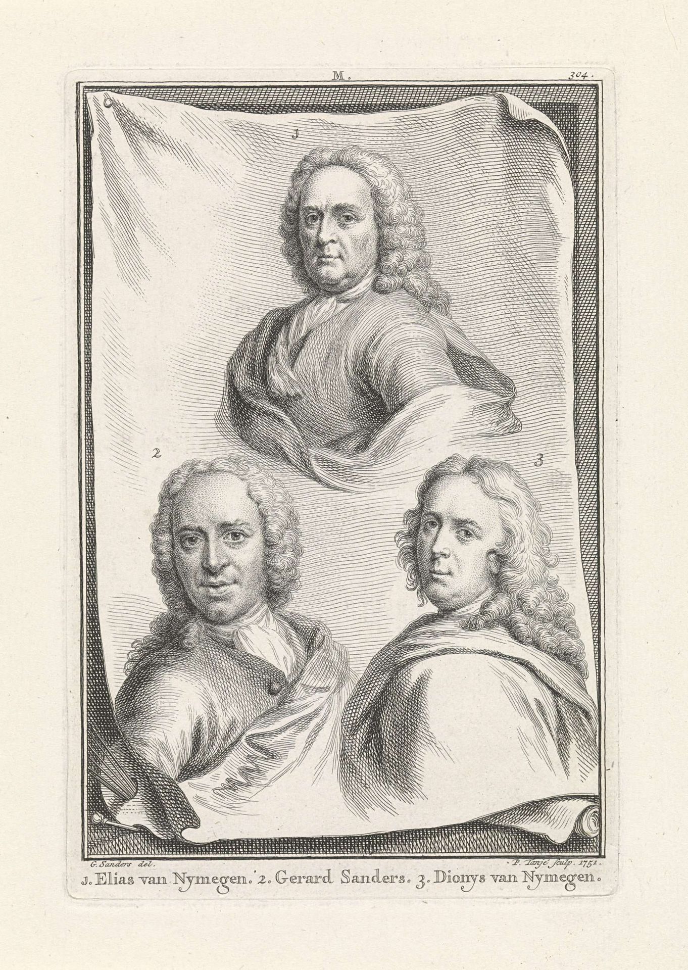Portretten van Elias van Nijmegen, Gerard Sanders en Dionys van Nijmegen by Pieter Tanjé