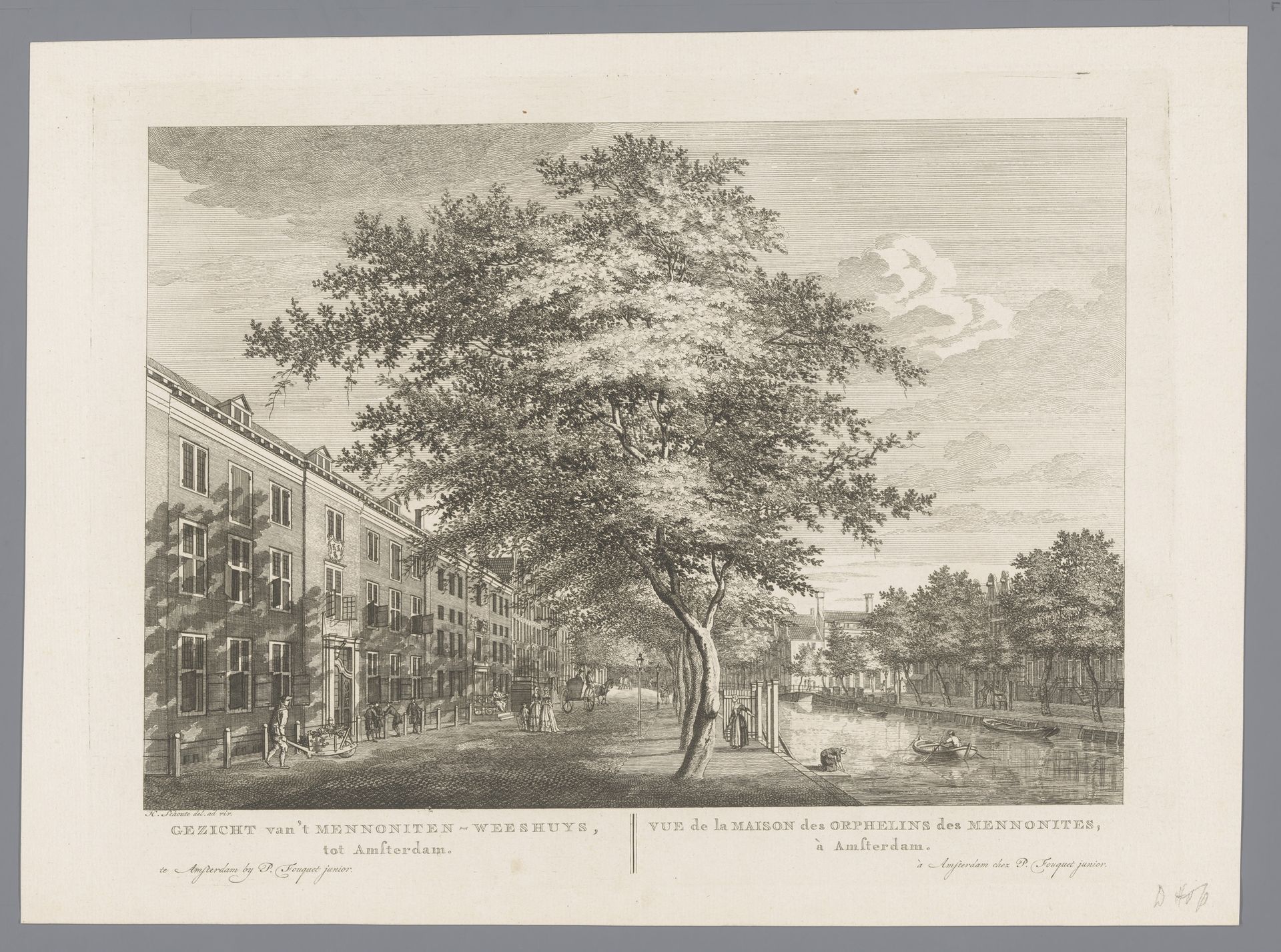 Gezicht op het Doopsgezinde Weeshuis te Amsterdam by Hermanus Petrus Schouten