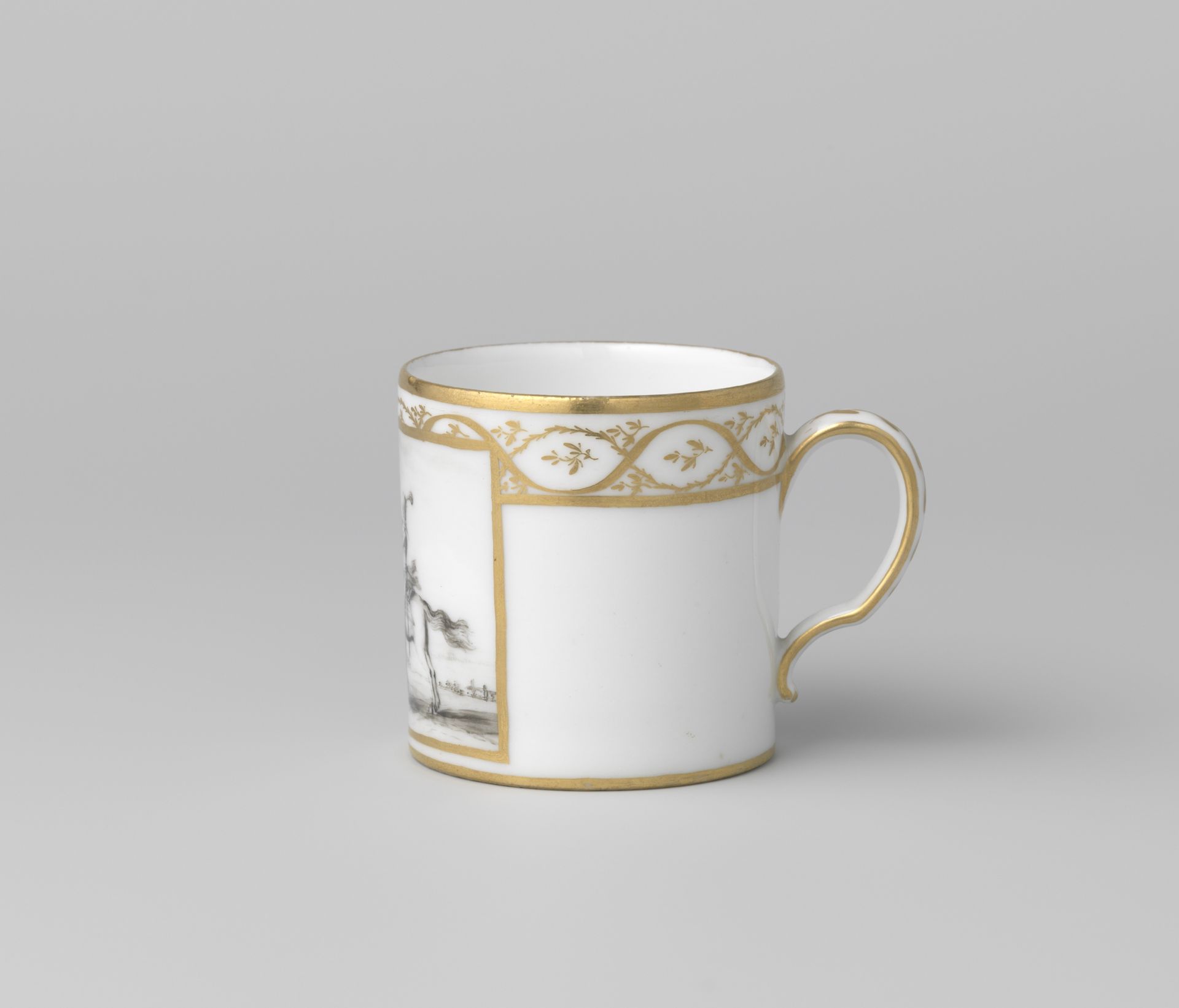 Cup with two horsemen in a landscape by Fabriek Dominique Denuelle