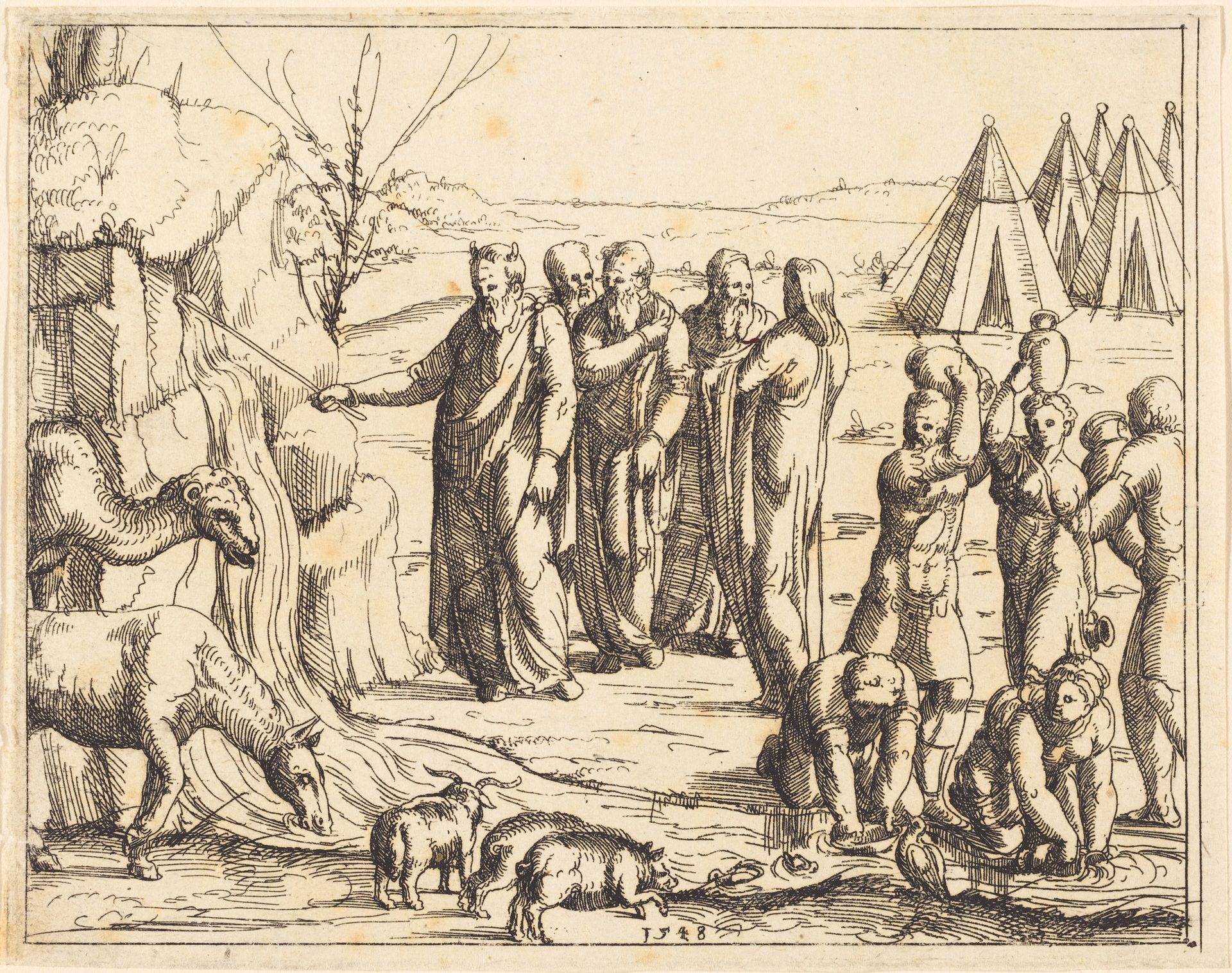 Moses Striking the Rock by Augustin Hirschvogel