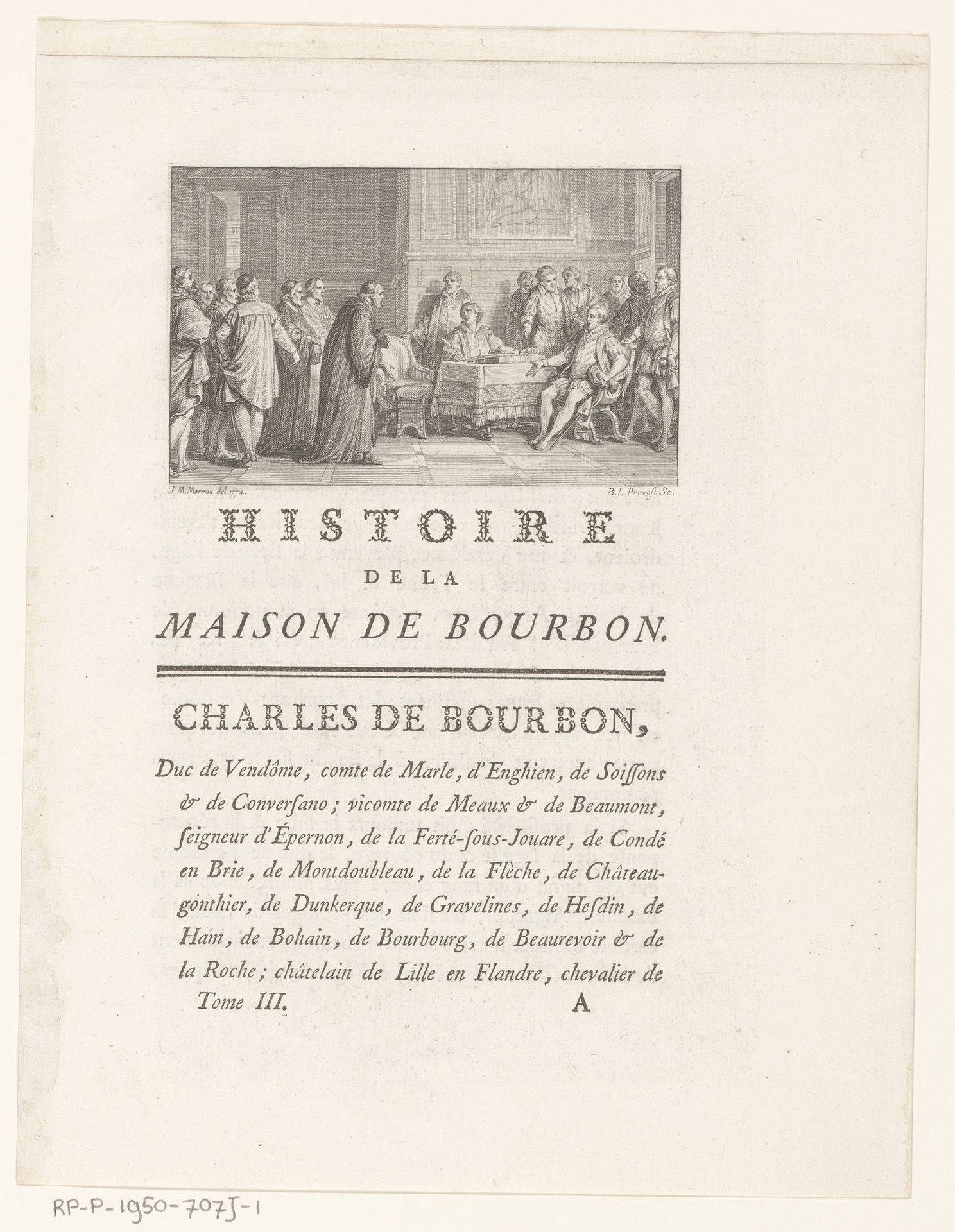 Interieur met groep edelen, waaronder Karel de Bourbon-Vendôme by Benoit Louis Prevost