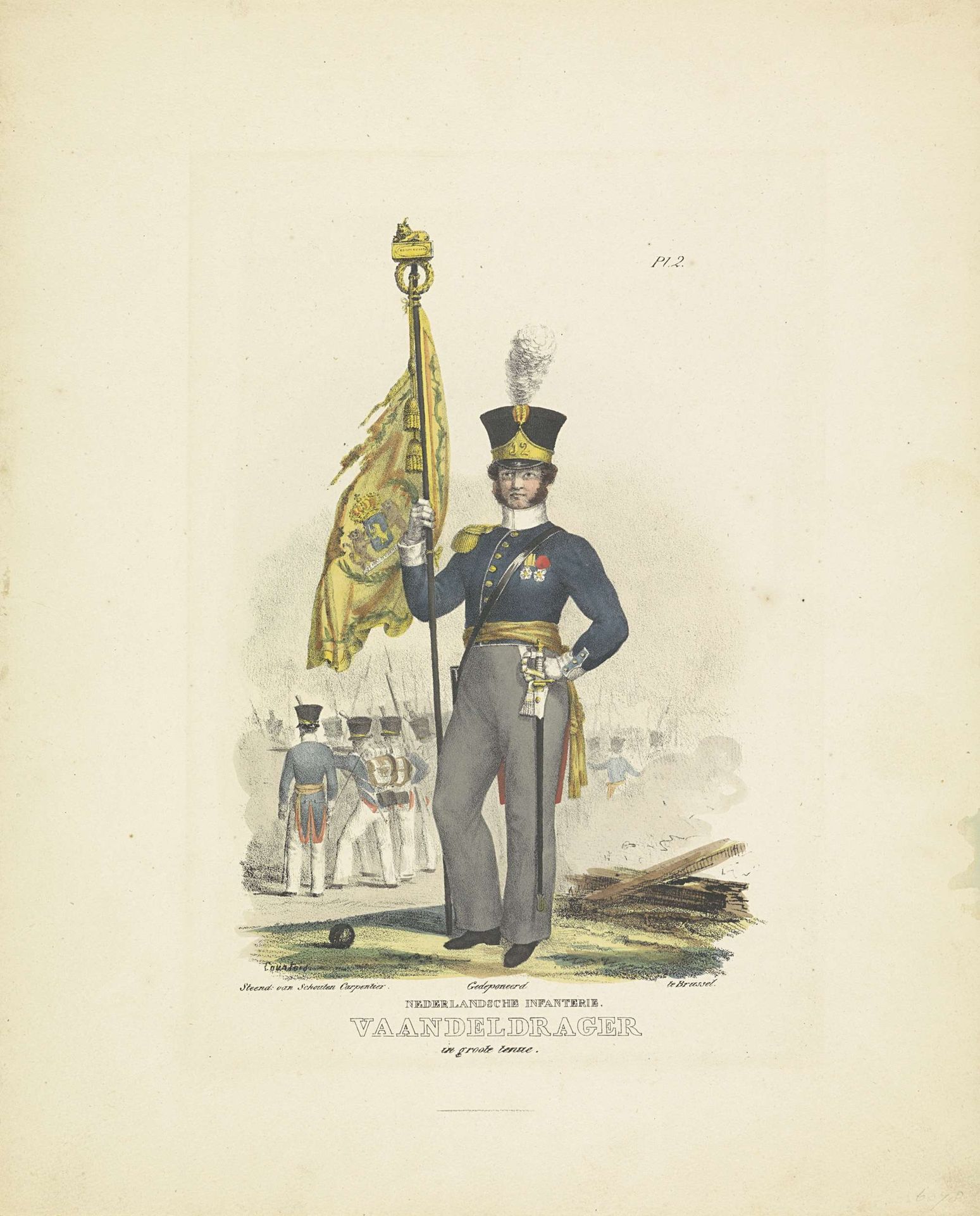 Vaandeldrager in grote tenue, 1820-1825 by A. Courtois