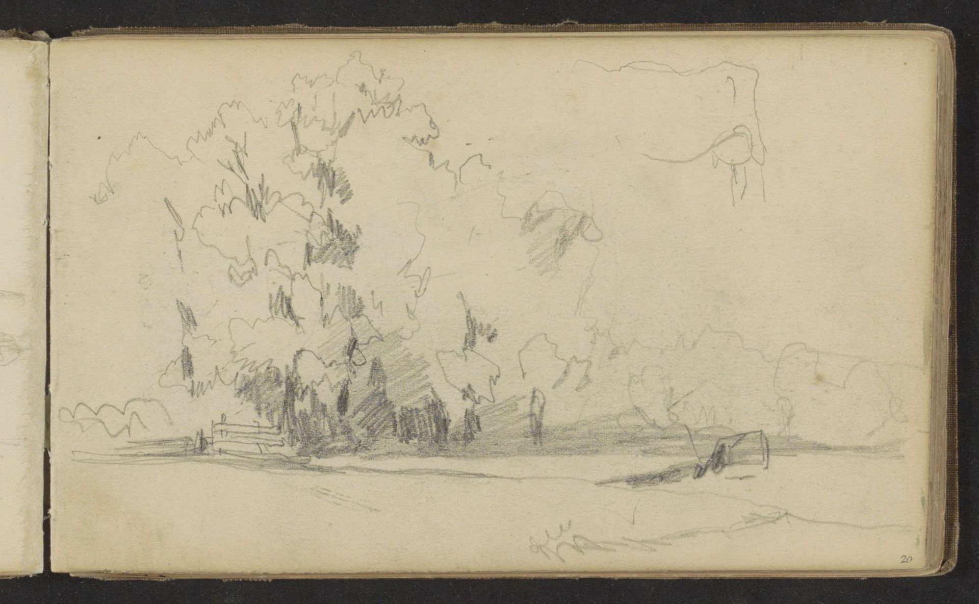 Landschap met bomen en een hek by Johan Hendrik Weissenbruch
