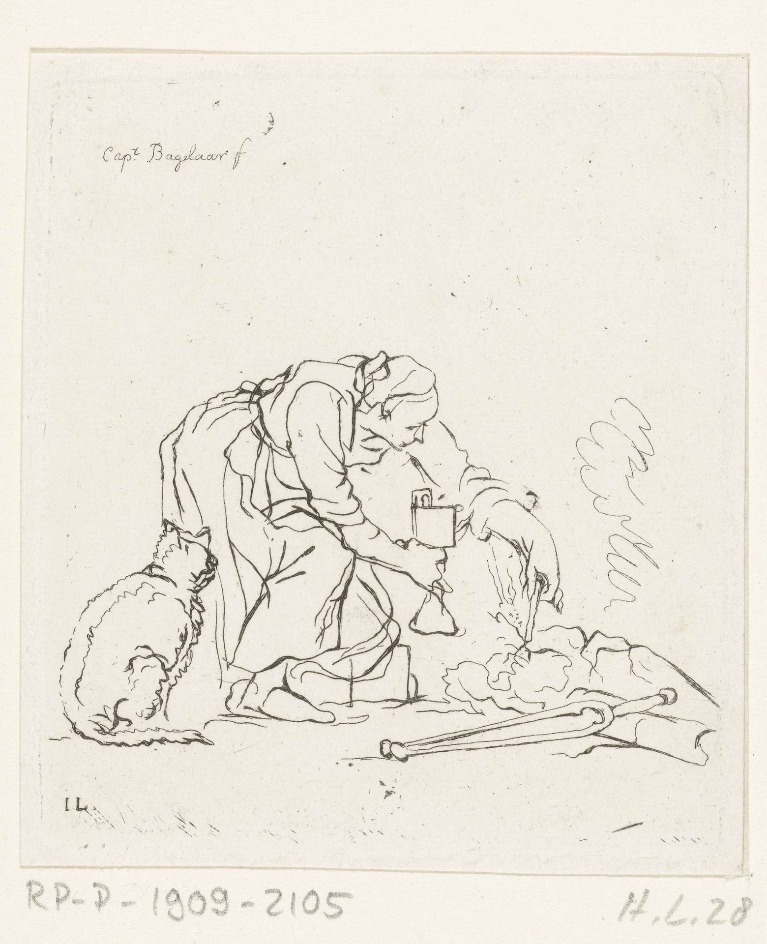 Vrouw met zwavelstok en lamp by Ernst Willem Jan Bagelaar