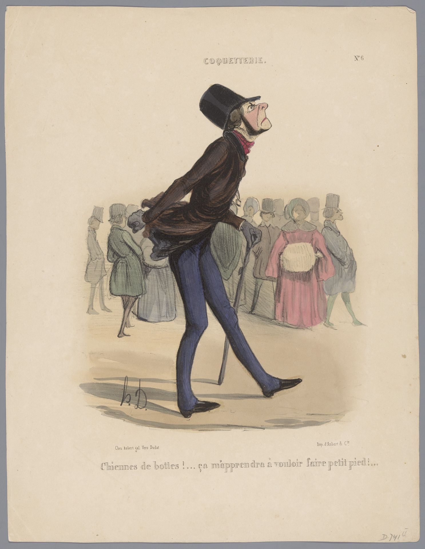 Man loopt op te kleine schoenen by Honoré Daumier