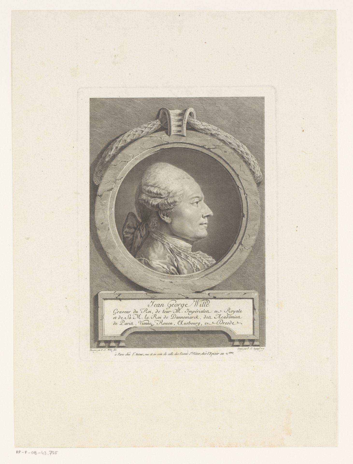 Portret van Johann Georg Wille by Pierre Charles Ingouf