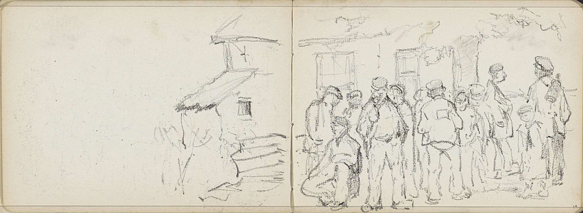Groep mannen op een straat by Willem Cornelis Rip