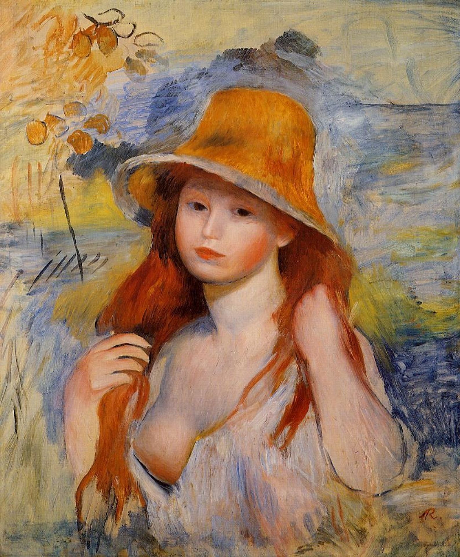 Young Woman in a Straw Hat by Pierre-Auguste Renoir
