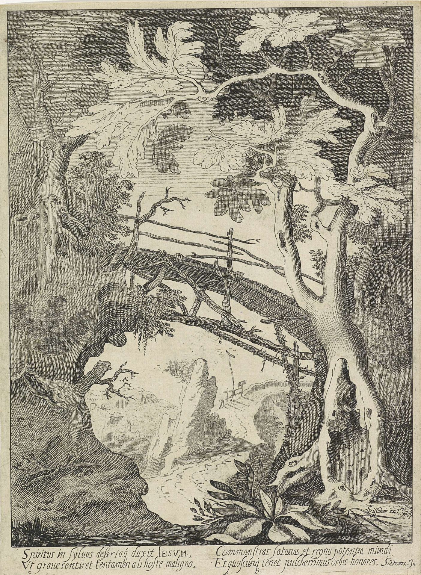 Landschap met een houten brug by Sebastiaen Vrancx