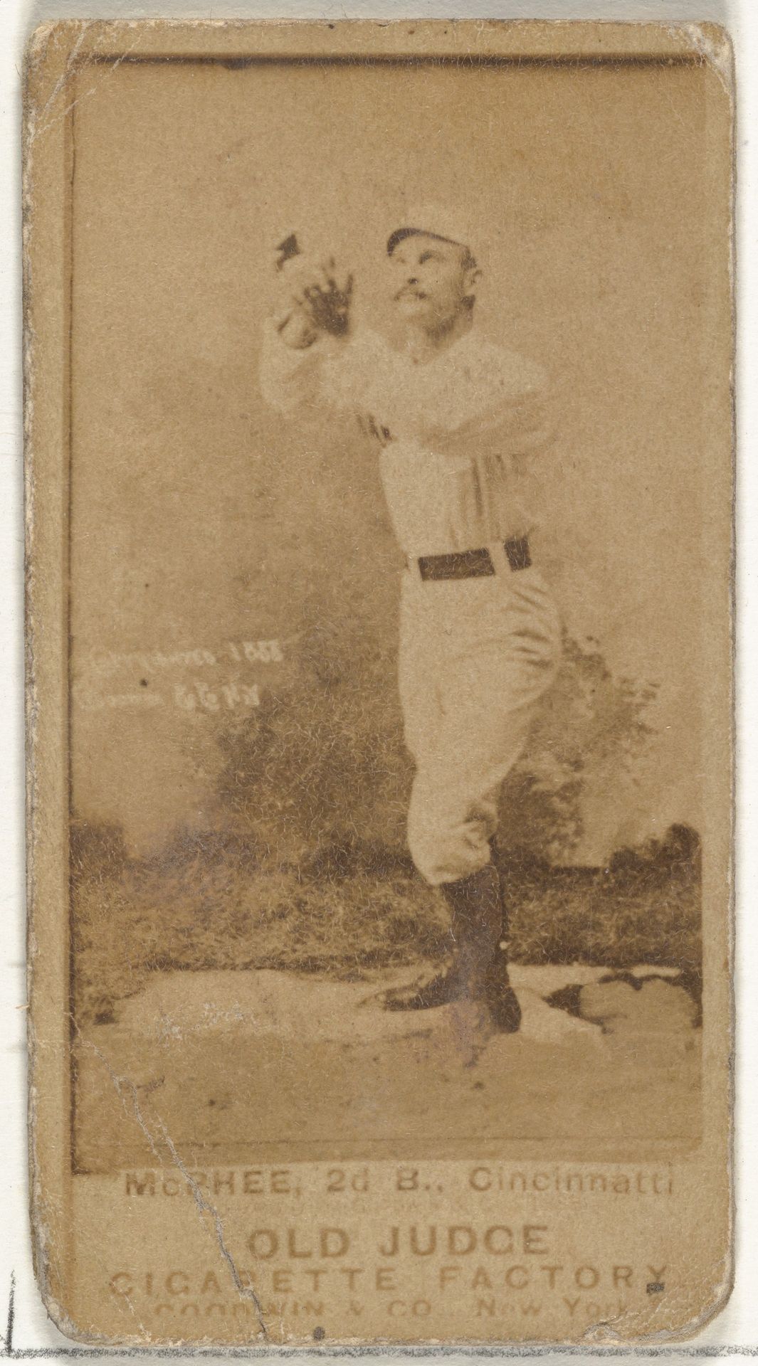 John Alexander "Bid" McPhee, 2nd Base, Cincinnati, from the Old Judge series (N172) for Old Judge Cigarettes by Goodwin & Company