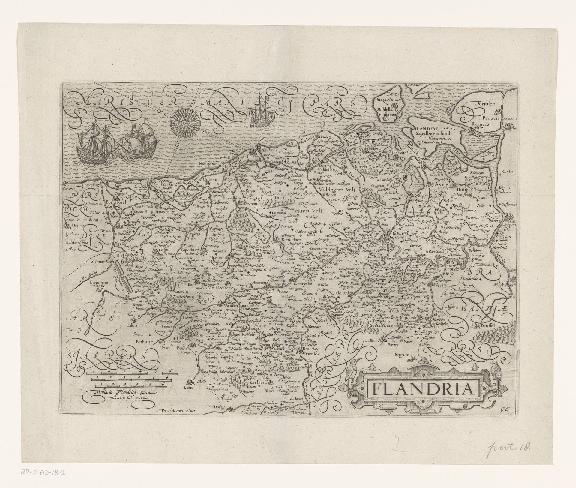 Kaart van het graafschap Vlaanderen by Pieter van der Keere