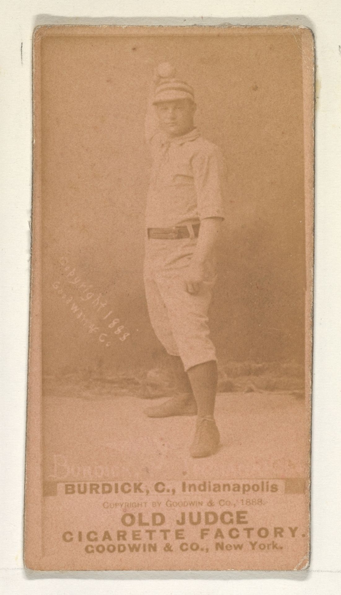 Burdick, Catcher, Indianapolis, from the Old Judge series (N172) for Old Judge Cigarettes by Goodwin & Company
