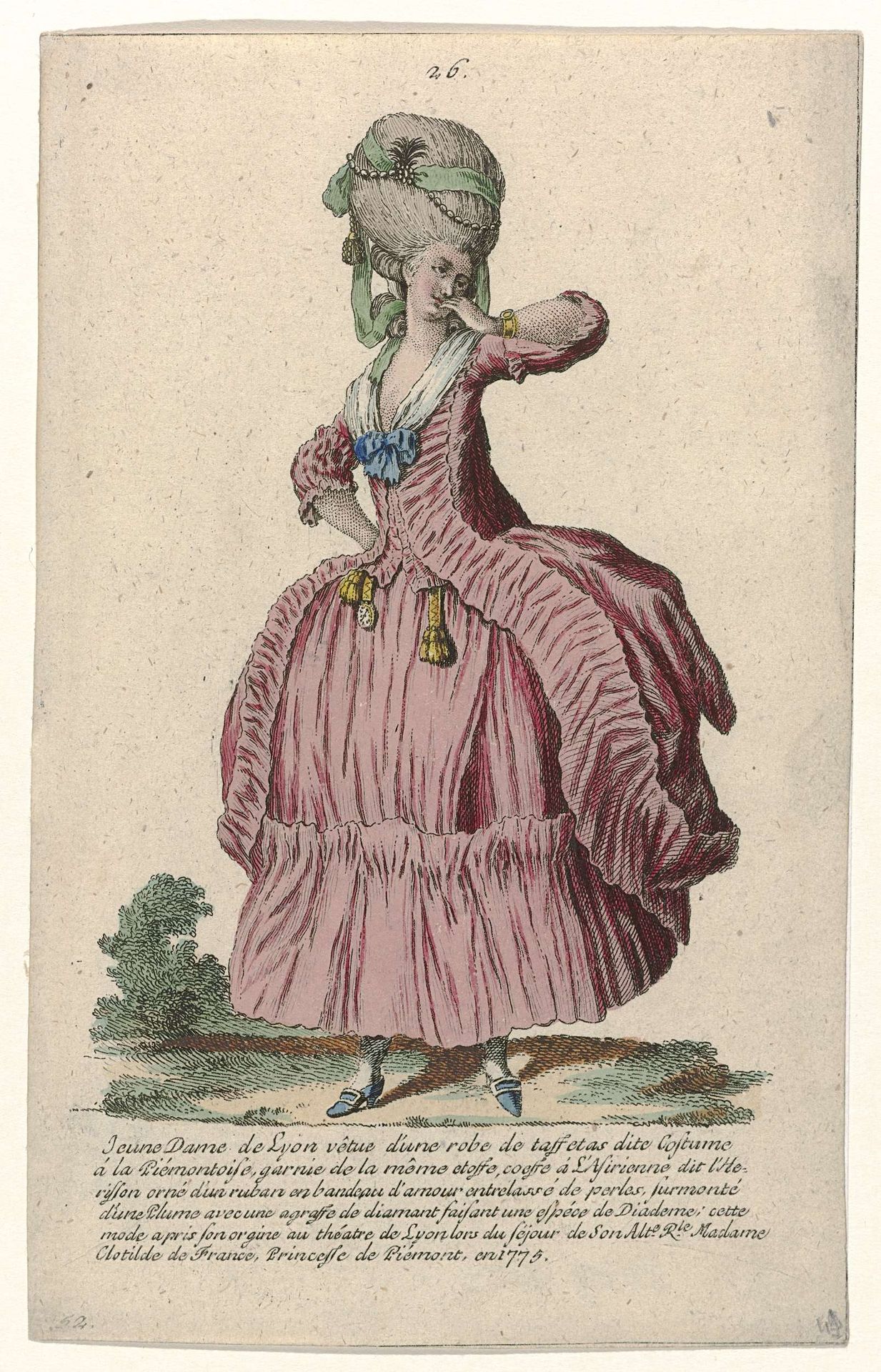 Gallerie des Modes et Costumes Français, 1785, nr. 26, nr. 52, Kopie naar N 77 : Jeune Dame de Lyon (...) by Pierre Gleich