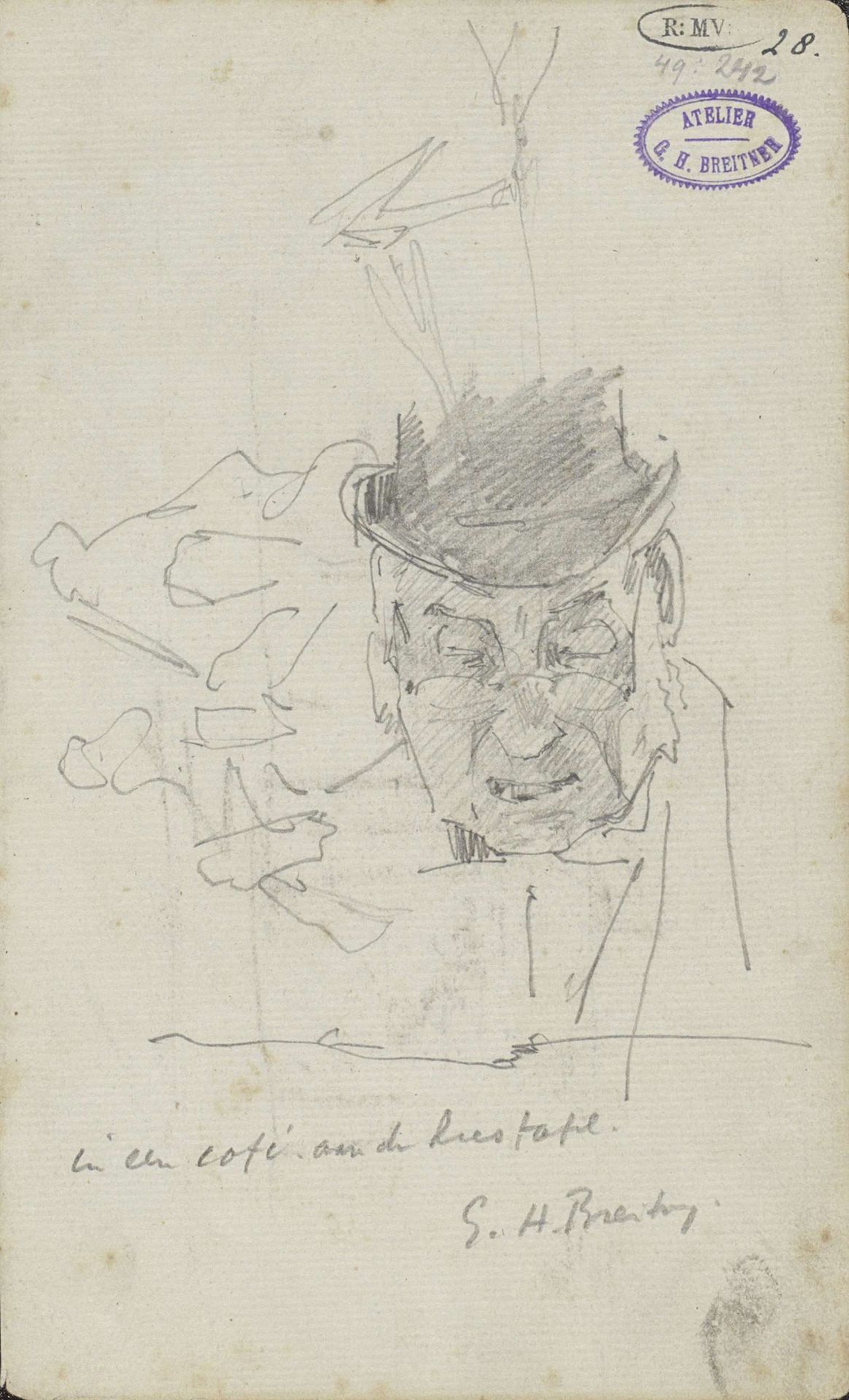 Man met hoed en bril by George Hendrik Breitner