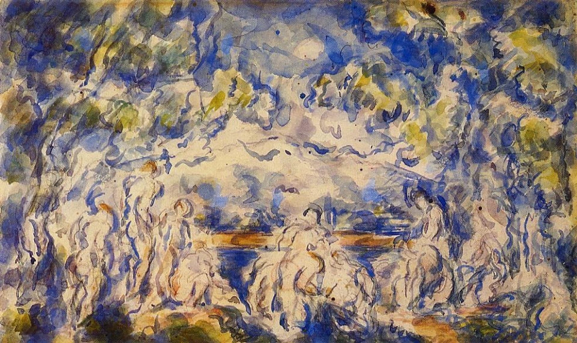 Bathers. Mont Sainte-Victoire in the Background by Paul Cézanne