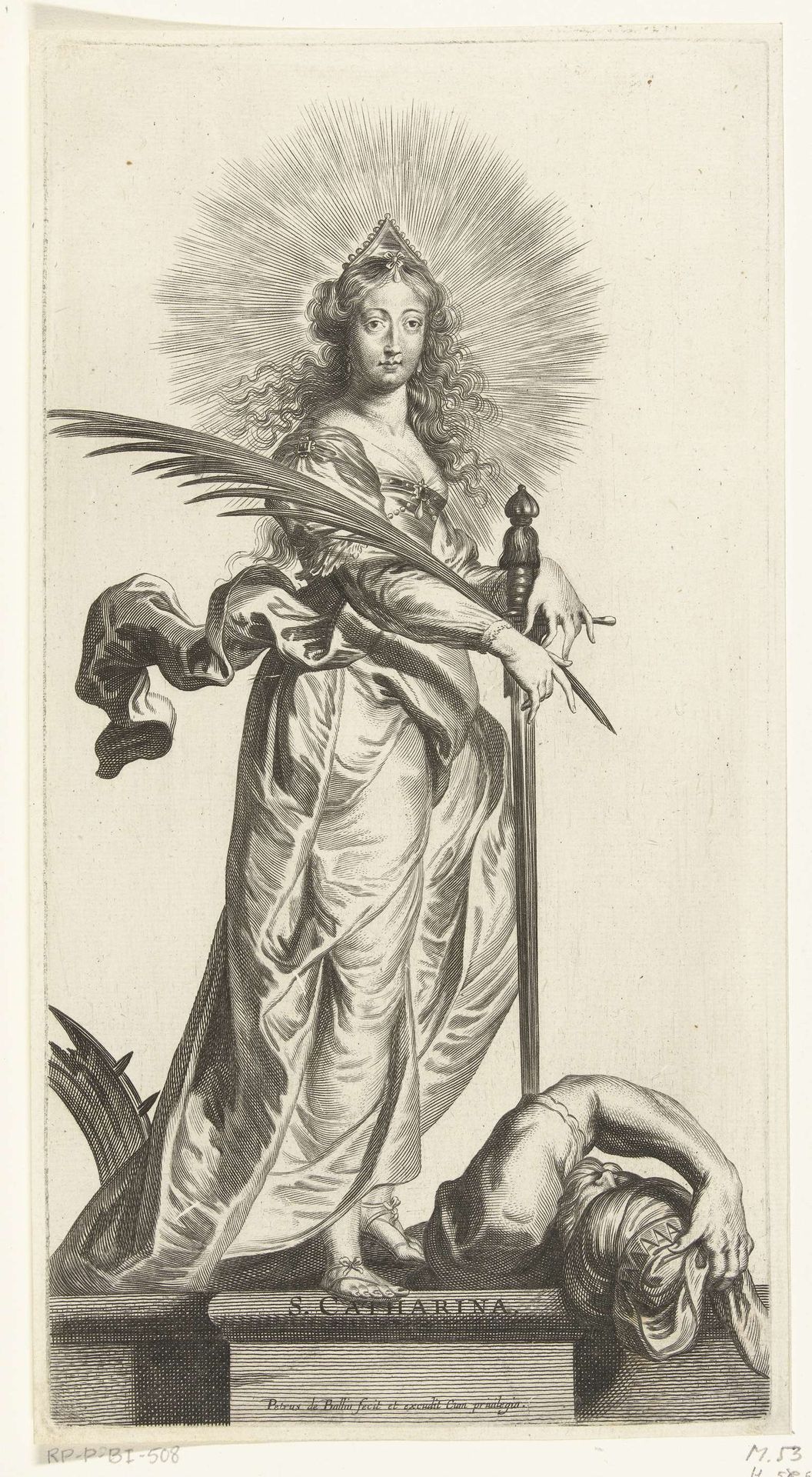 Heilige Catharina van Alexandrië met keizer Maxentius by Pieter de Bailliu