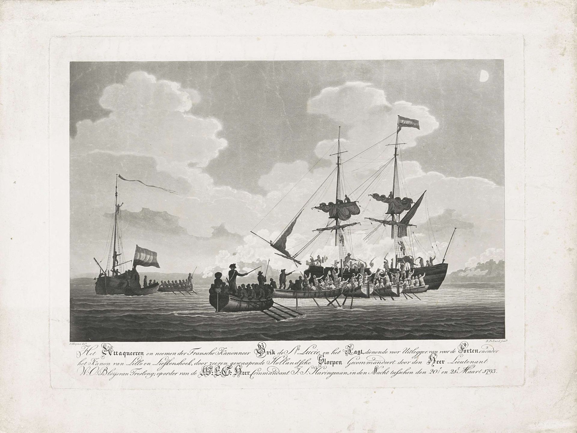 Verovering van de Franse kanonneerboot Ste. Lucie, 1793 by Robert (I) Pollard