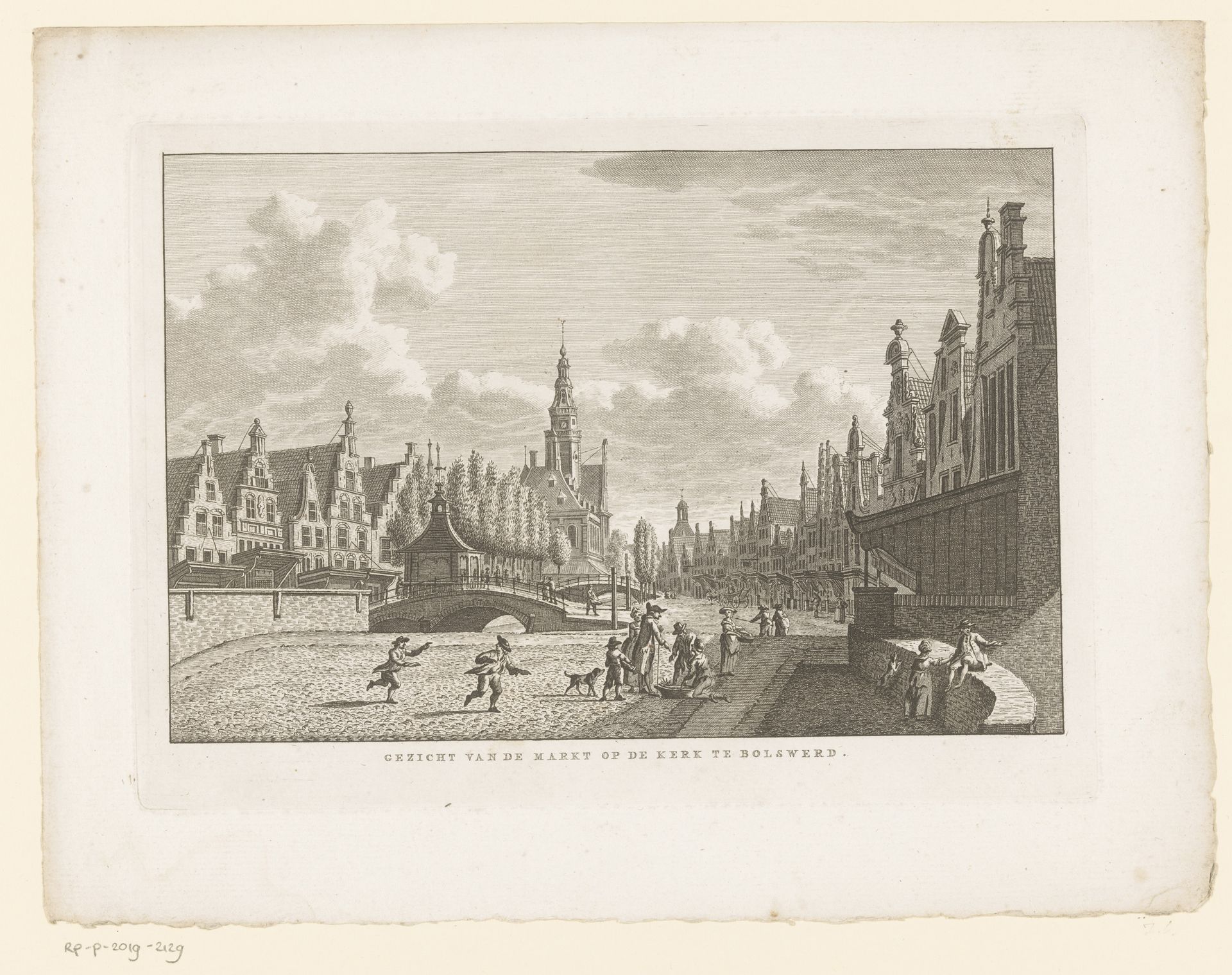 Gezicht op de markt van Bolsward by Carel Frederik (I) Bendorp