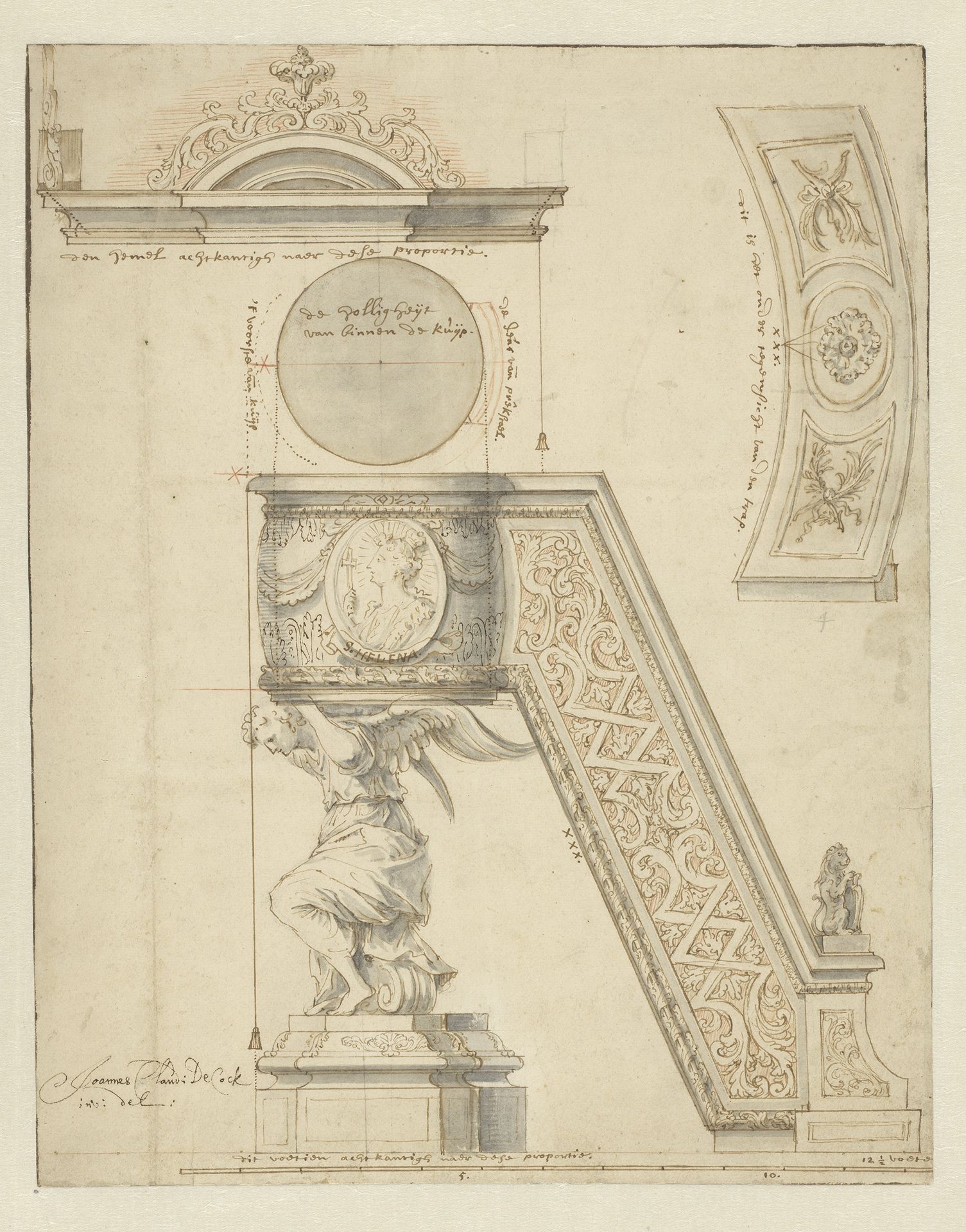 Ontwerp voor een preekstoel by Jan Claudius de Cock