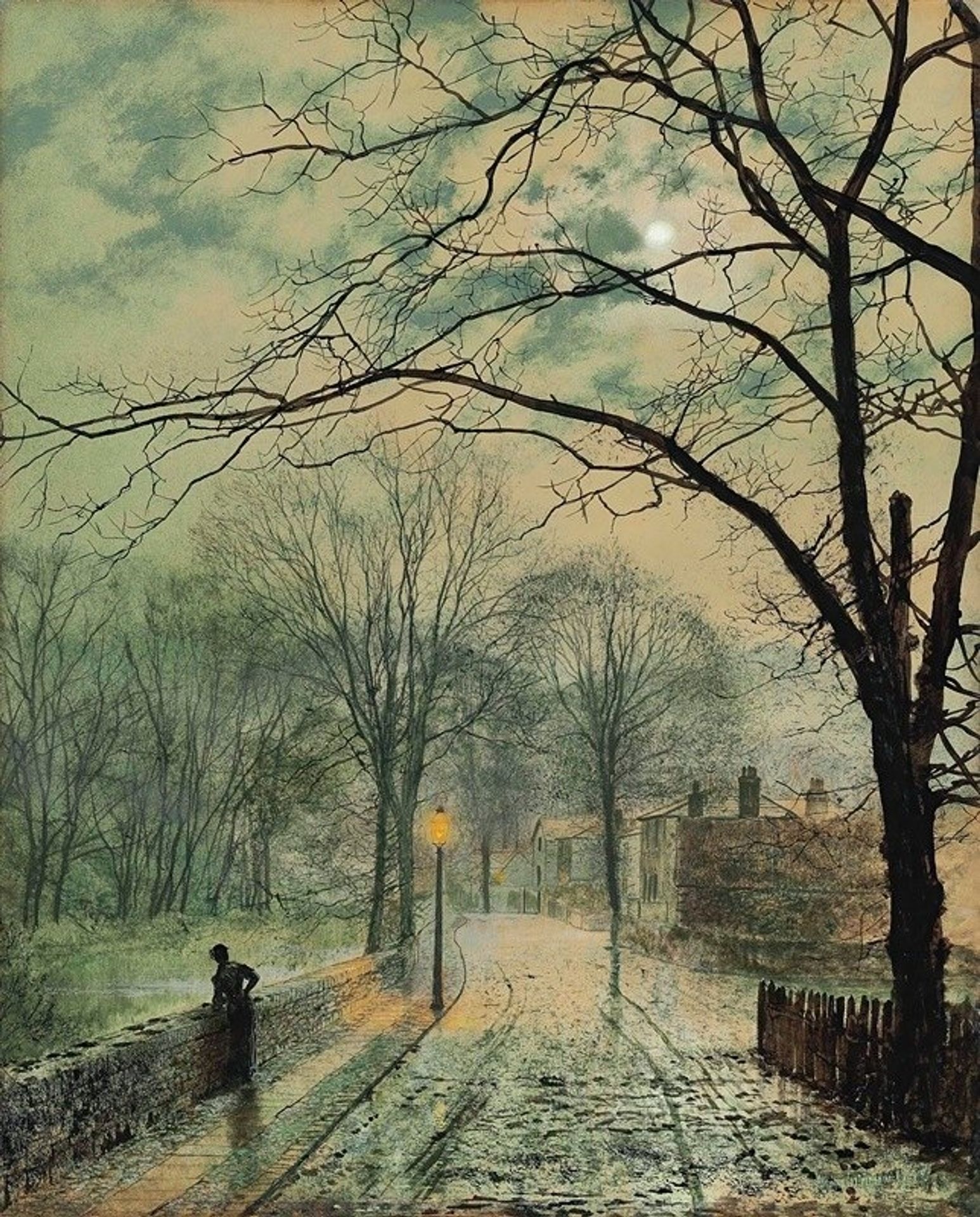 A moonlit stroll, Bonchurch, Isle of Wight by John Atkinson Grimshaw