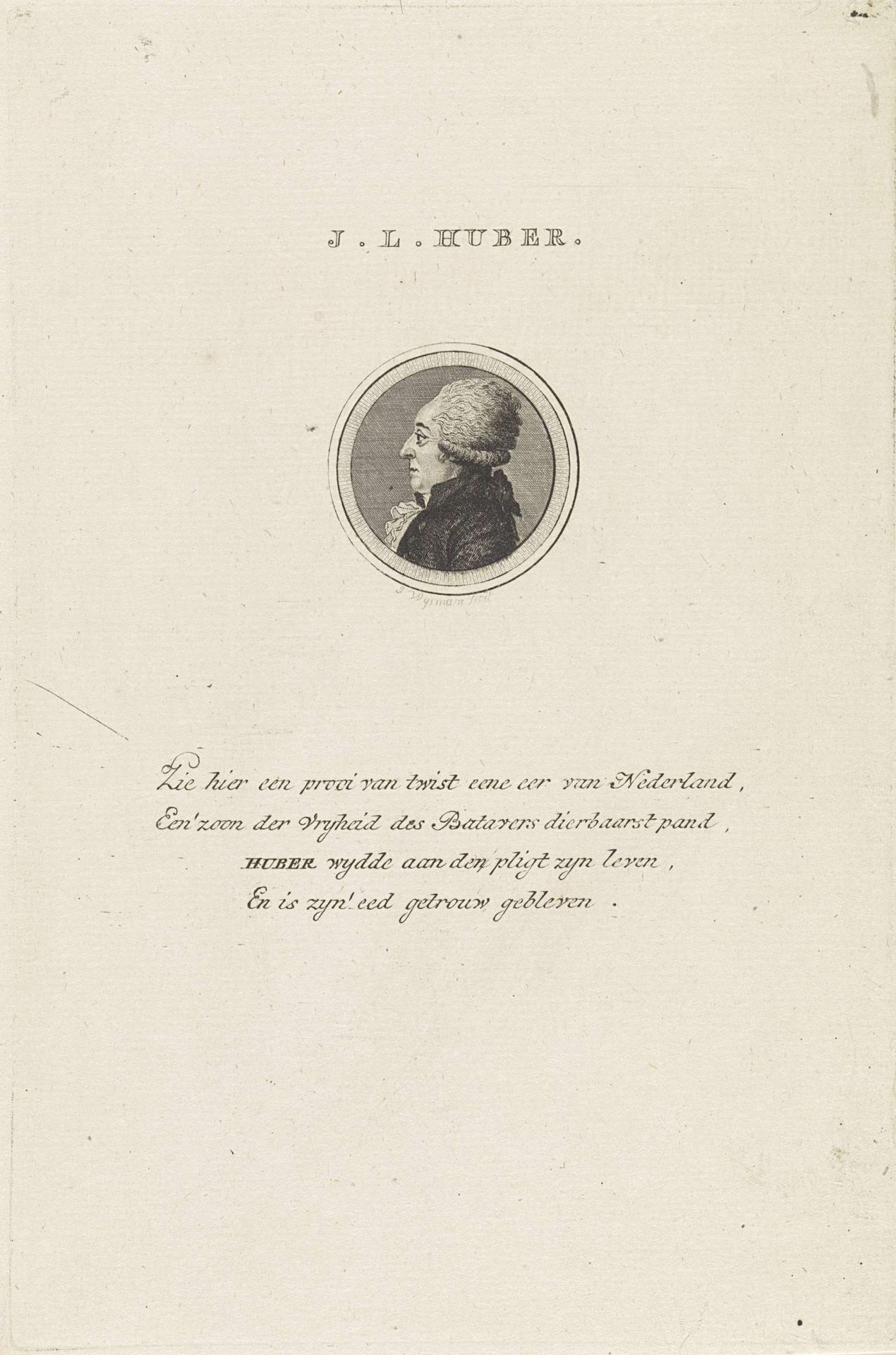 Portret van Johannes Lambertus Huber by Jacobus Wijsman