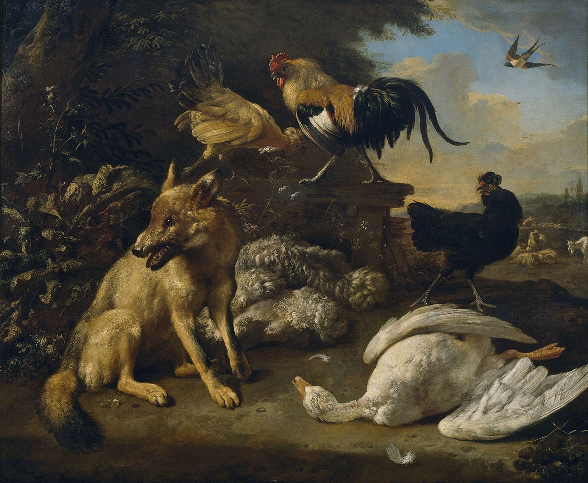 Still life with animals by Melchior d'Hondecoeter